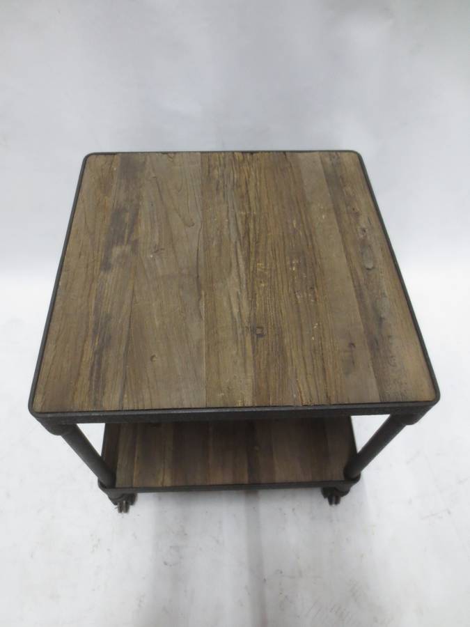 Restoration Hardware Industrial Wood Side Table - Bygone Icons