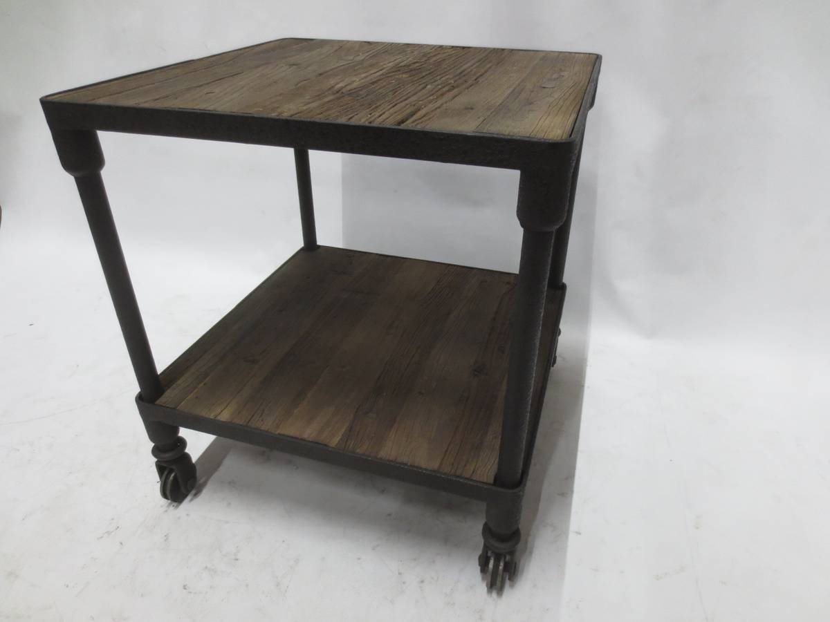 Restoration Hardware Industrial Wood Side Table - Bygone Icons