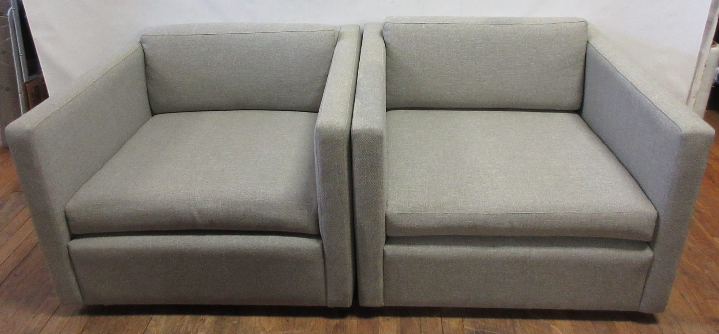 Knoll Charles Pfister Mid-Century Lounge Chairs in Grey - A Pair
