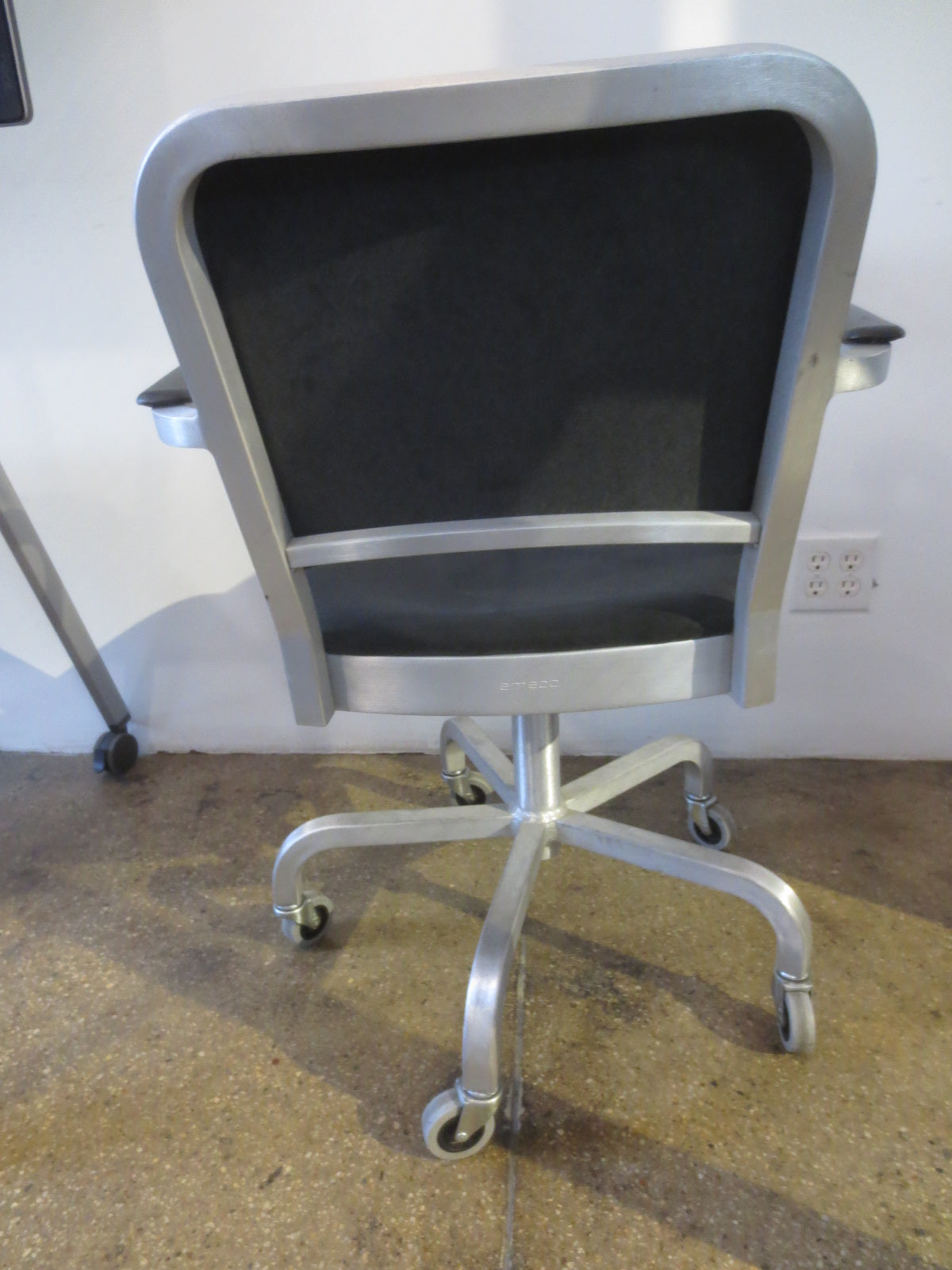 Emeco Navy Officers Swivel Armchair in Black Fabric