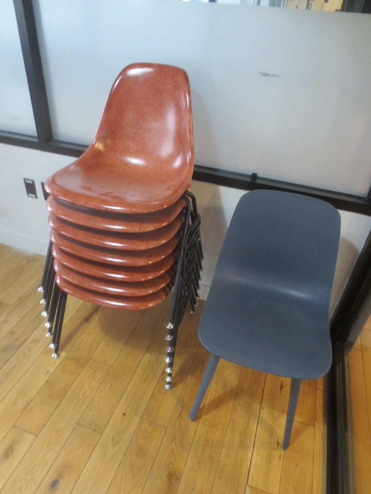 Modernica Case Study (Eames-Style) Side Chair in Brown with Metal Legs