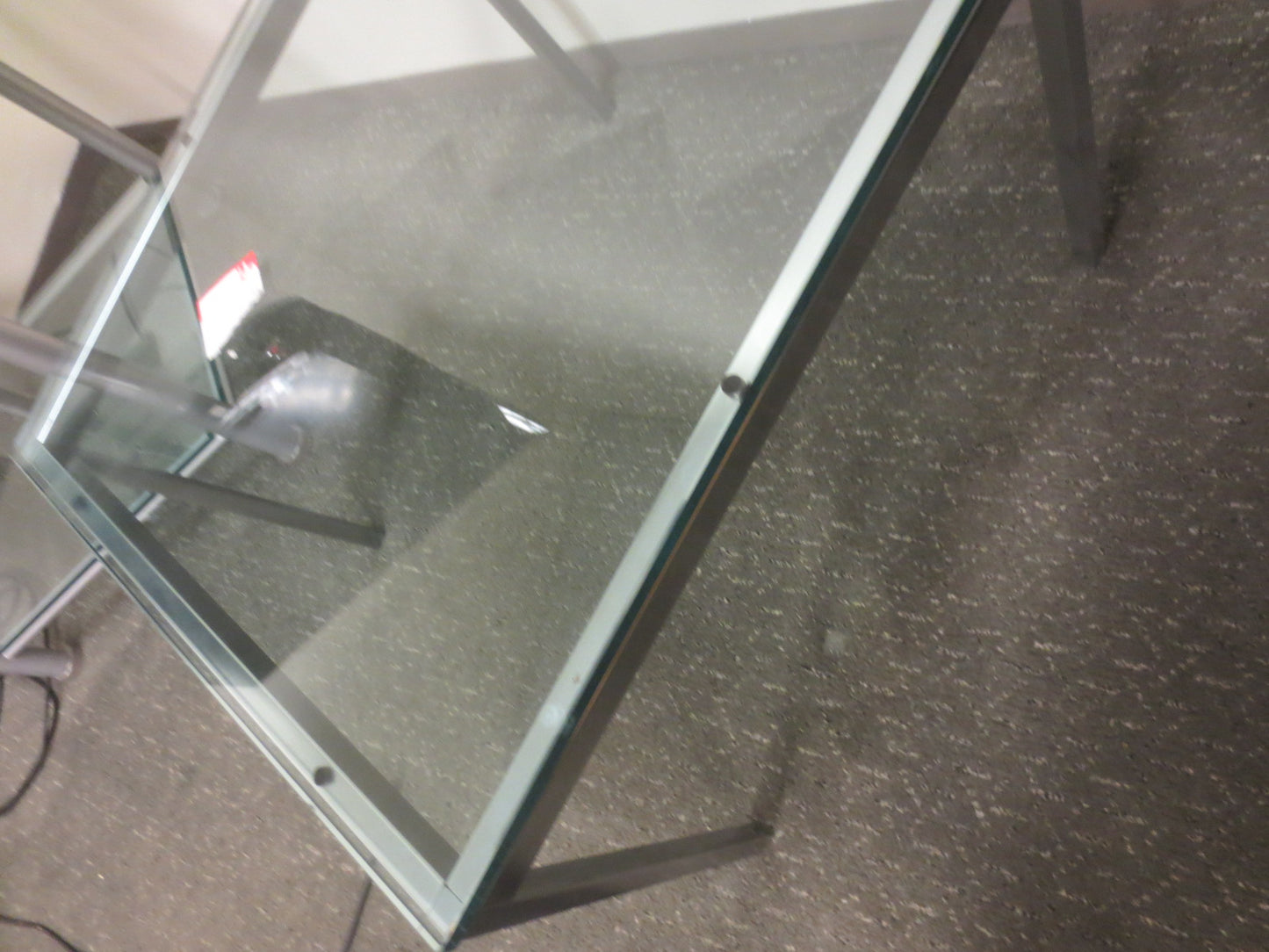 Florence Knoll Rectangular Coffee Table with Satin Chrome Base and Glass Top