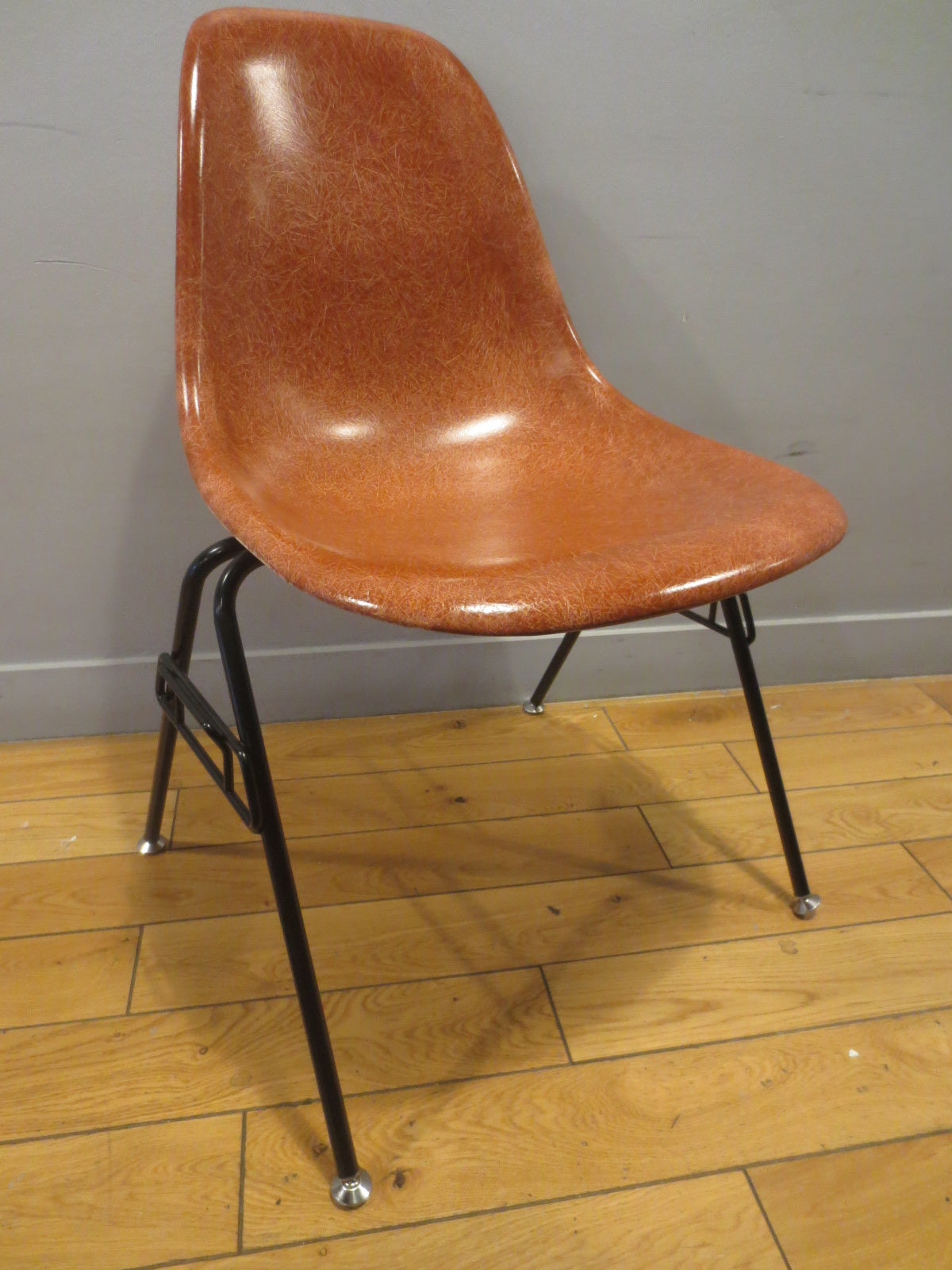 Modernica Case Study (Eames-Style) Side Chair in Brown with Metal Legs