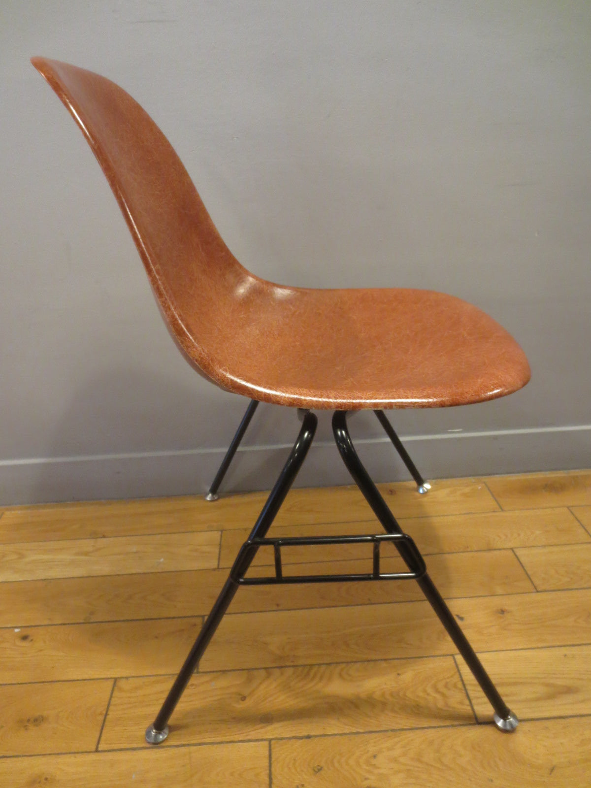 Modernica Case Study (Eames-Style) Side Chair in Brown with Metal Legs