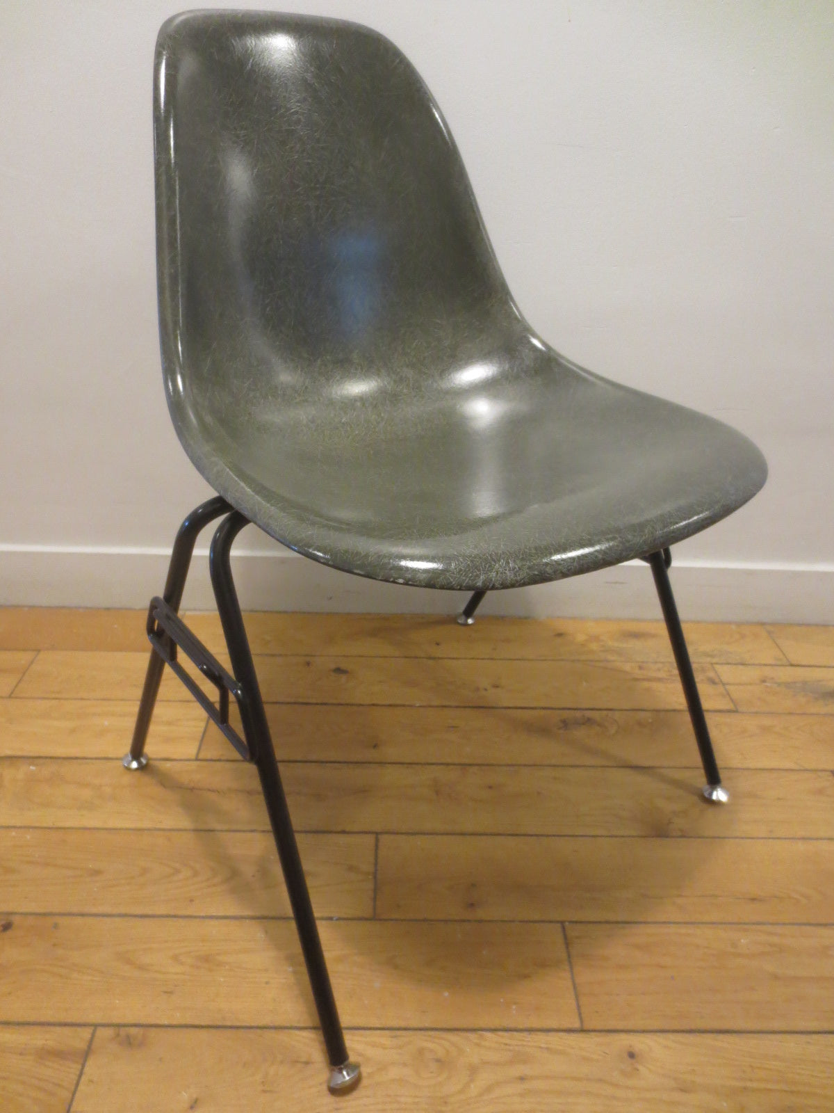 Modernica Case Study (Eames-Style) Side Chair in Dark Grey with Metal Legs