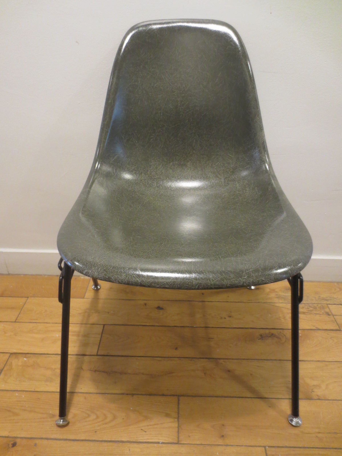 Modernica Case Study (Eames-Style) Side Chair in Dark Grey with Metal Legs