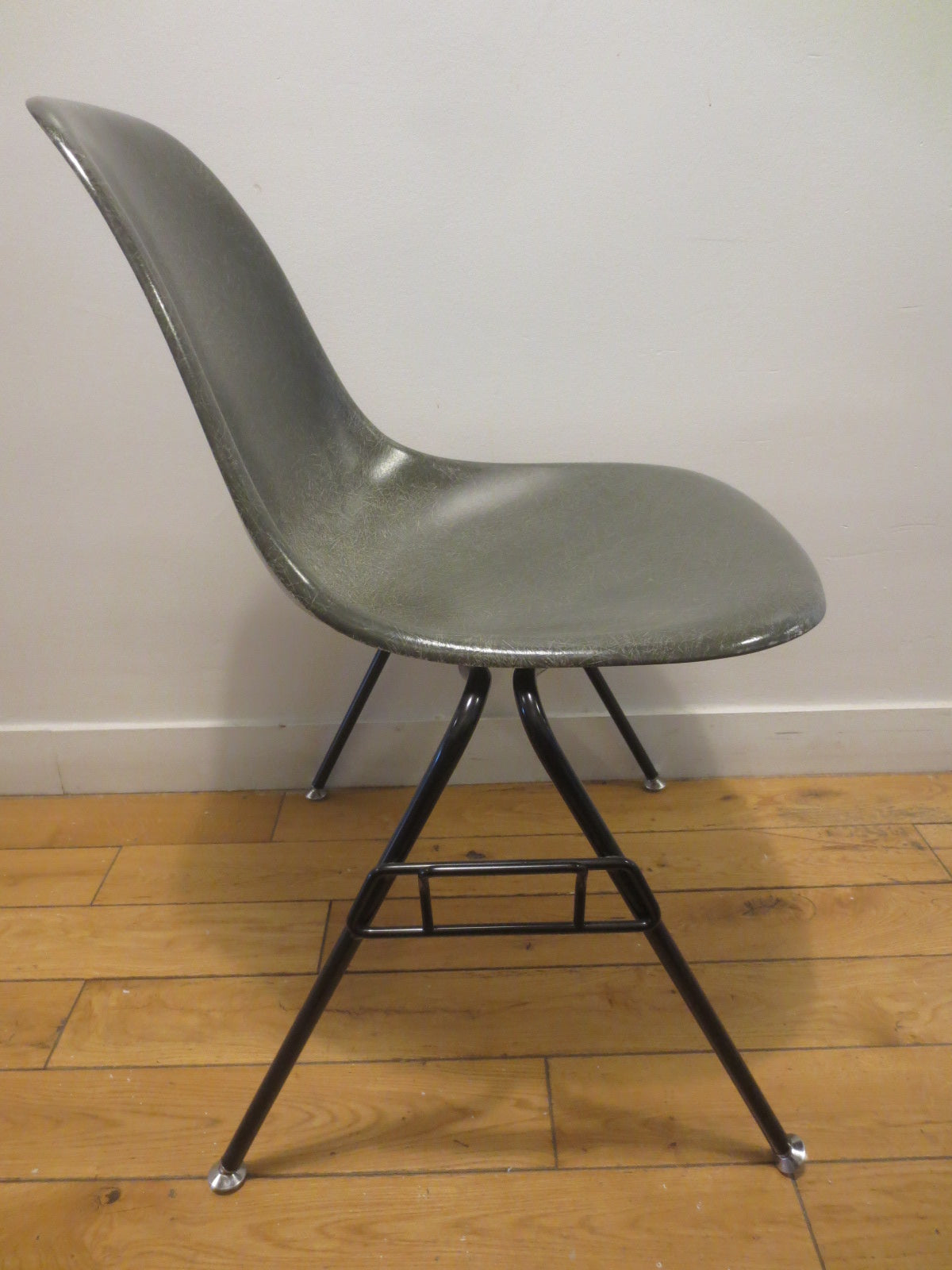 Modernica Case Study (Eames-Style) Side Chair in Dark Grey with Metal Legs