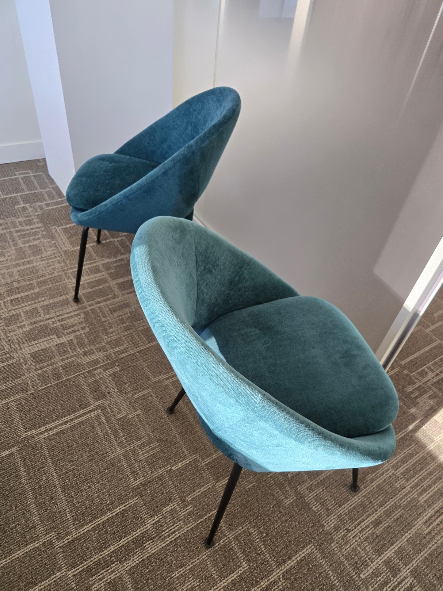 West Elm Orb Chair in Teal Velour - A Pair