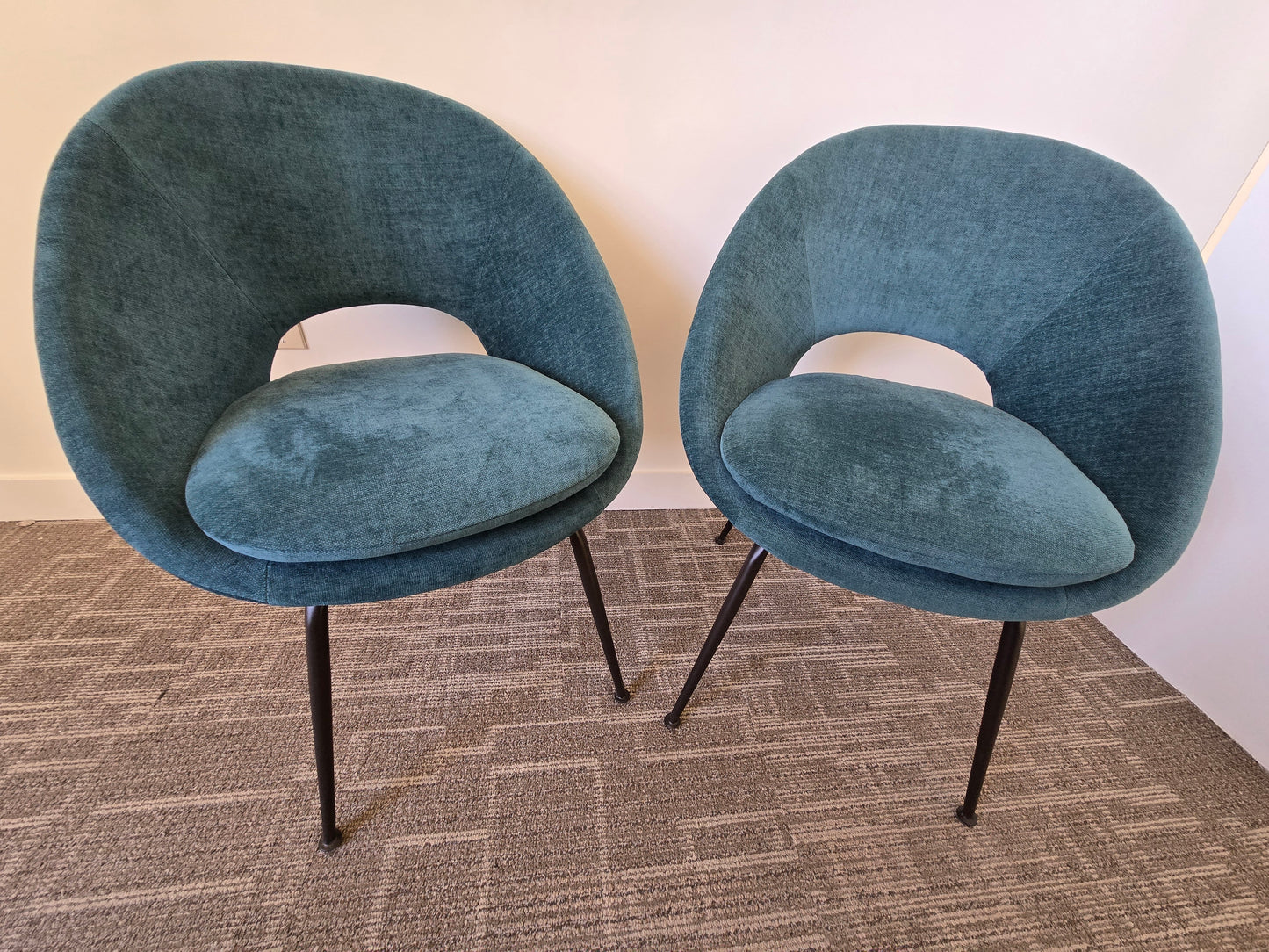 West Elm Orb Chair in Teal Velour - A Pair