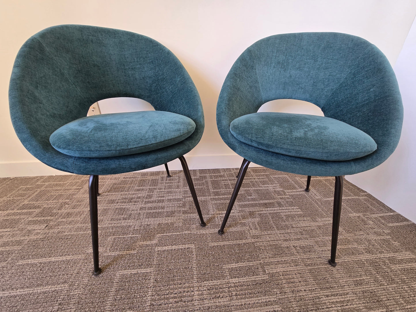West Elm Orb Chair in Teal Velour - A Pair