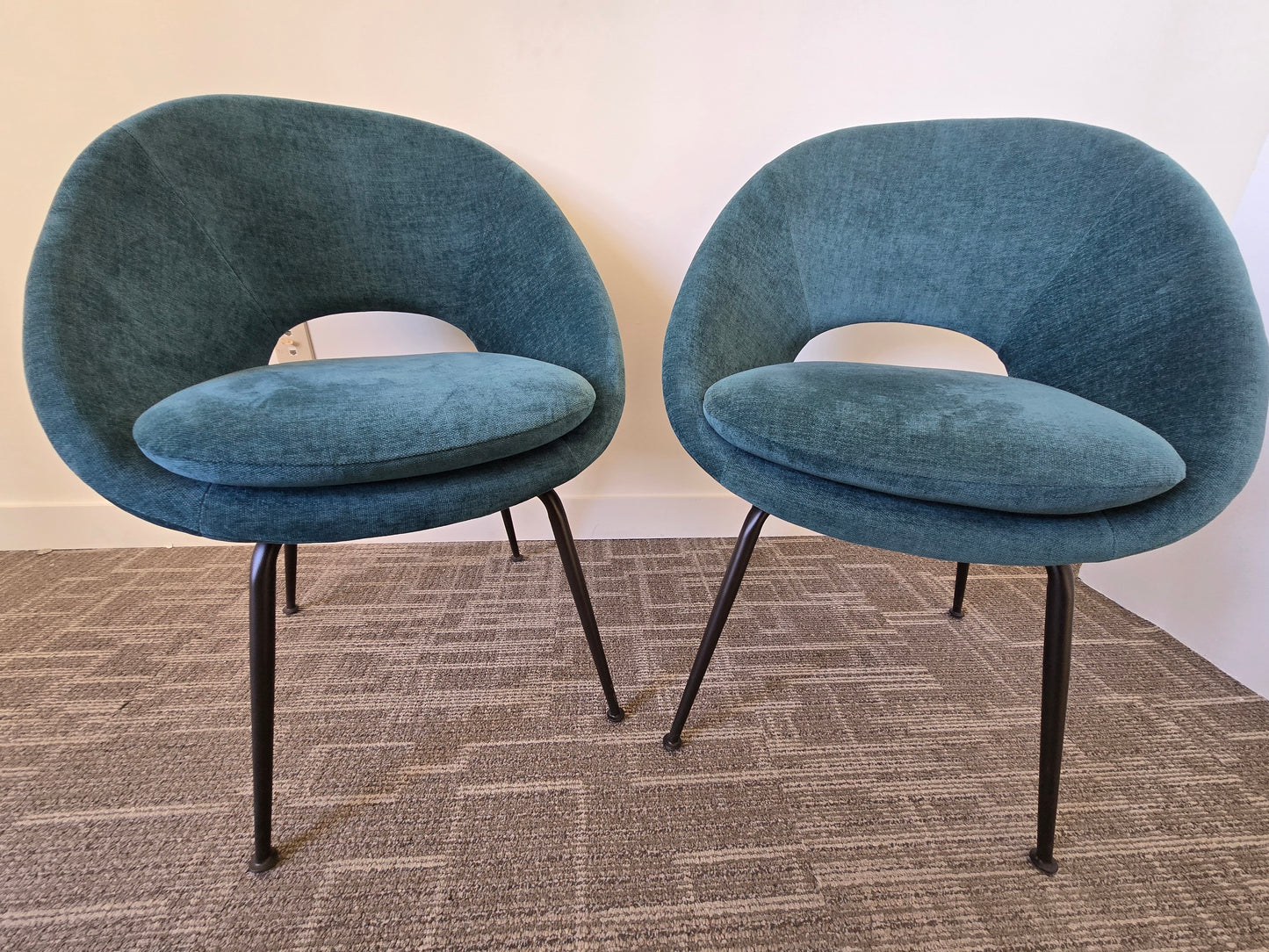 West Elm Orb Chair in Teal Velour - A Pair
