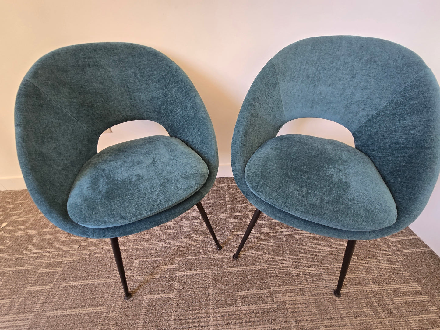 West Elm Orb Chair in Teal Velour - A Pair