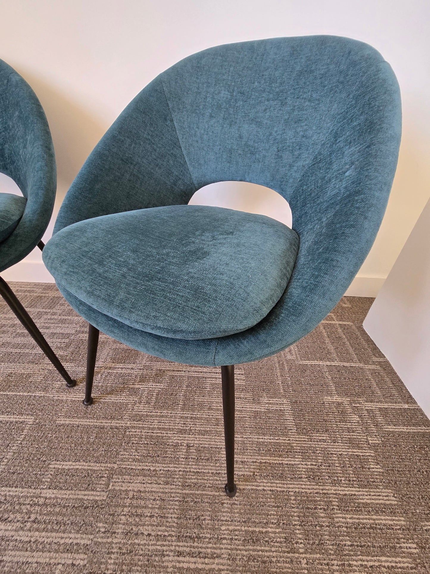West Elm Orb Chair in Teal Velour - A Pair