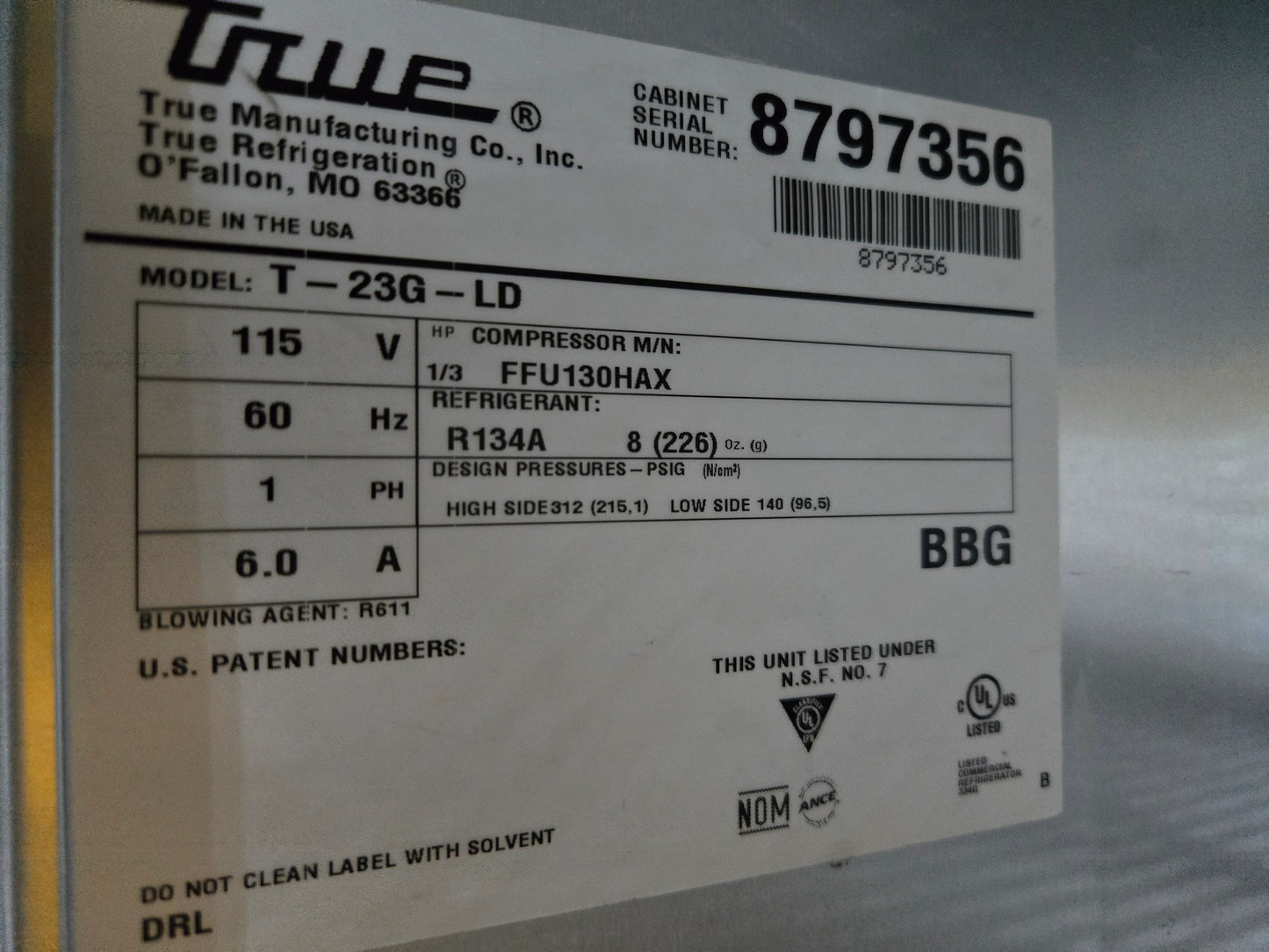 True T-23-G Reach-In 23 cu. ft. Glass Door Commercial Refrigerator