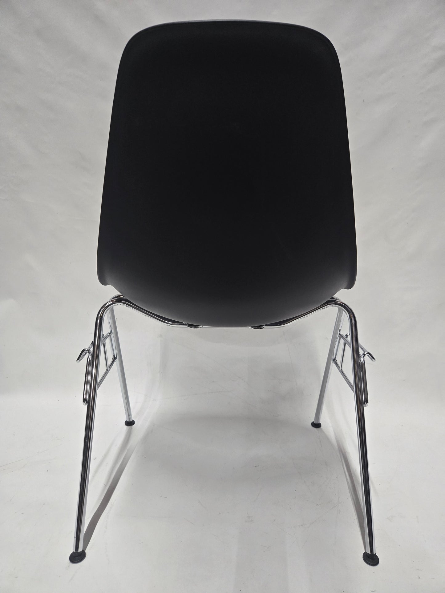 Vitra Eames Plastic Molded Chair in Black with Grey Cushion