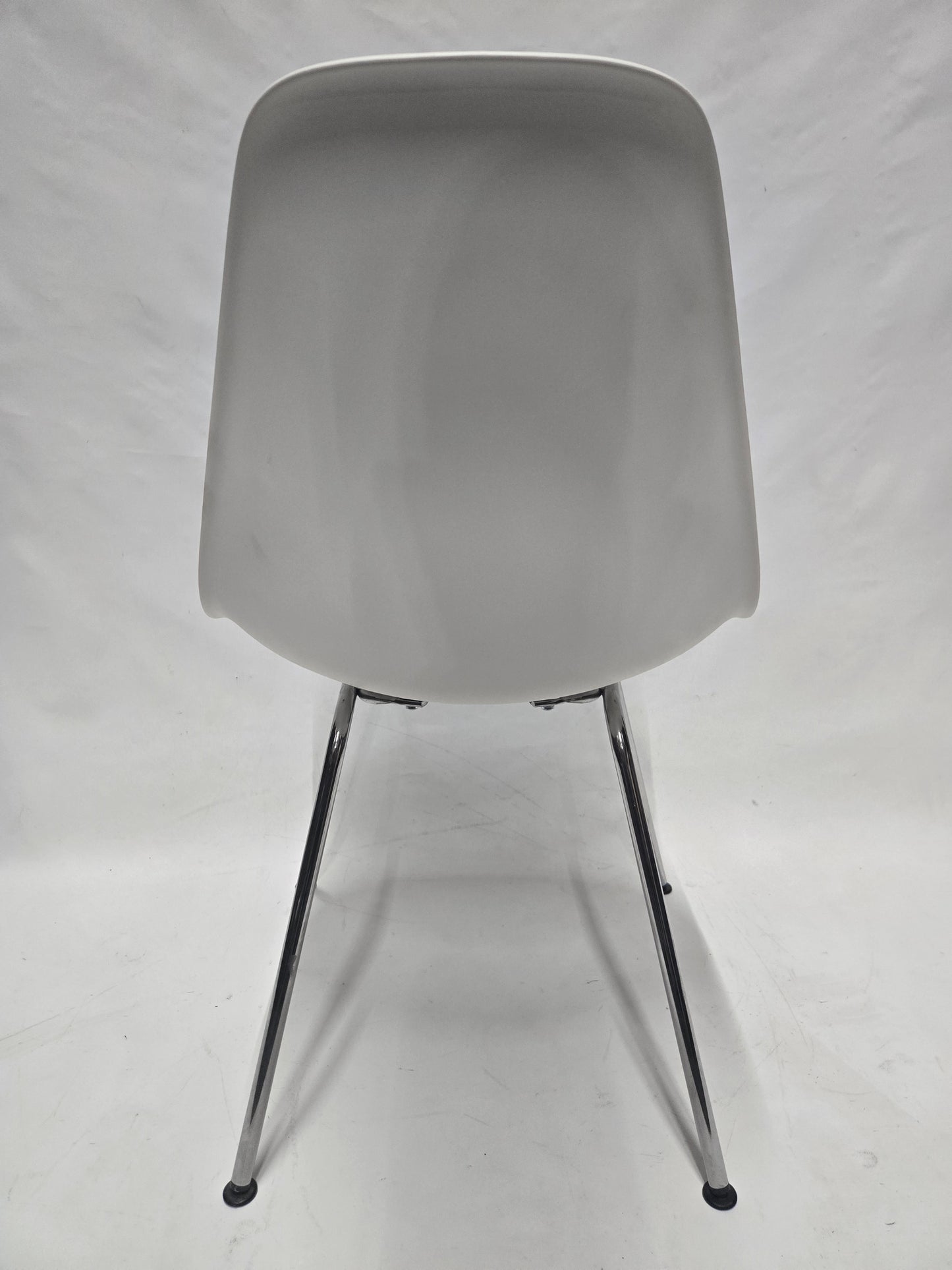 Herman Miller Eames Plastic Molded Chair in White with Blue Cushion