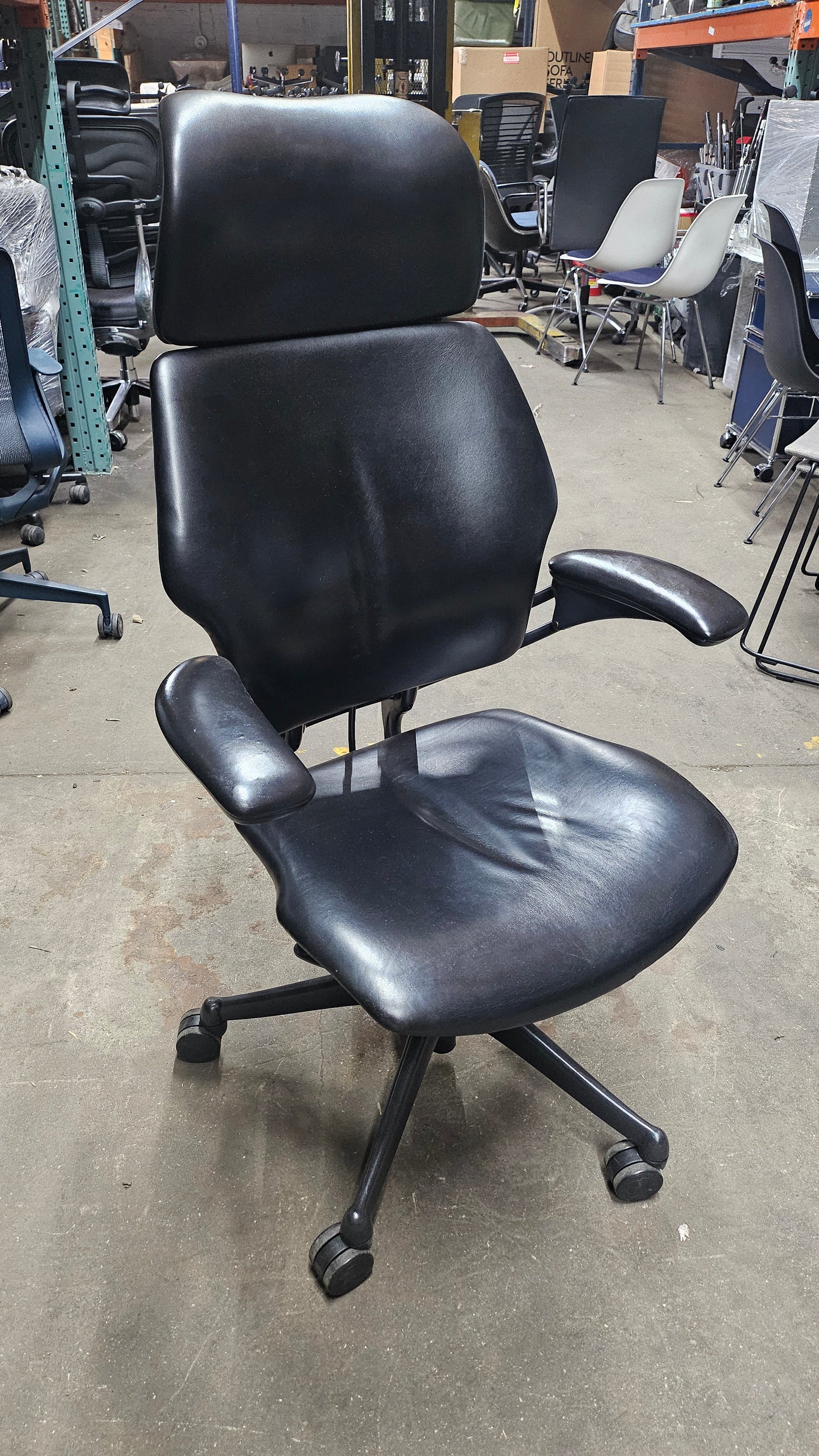 Humanscale Freedom Chair with Headrest in Black Leather