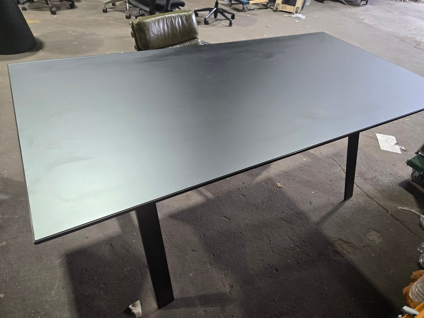 Decca Gait 72x36-in Table-Desk with Black Painted Glass Top
