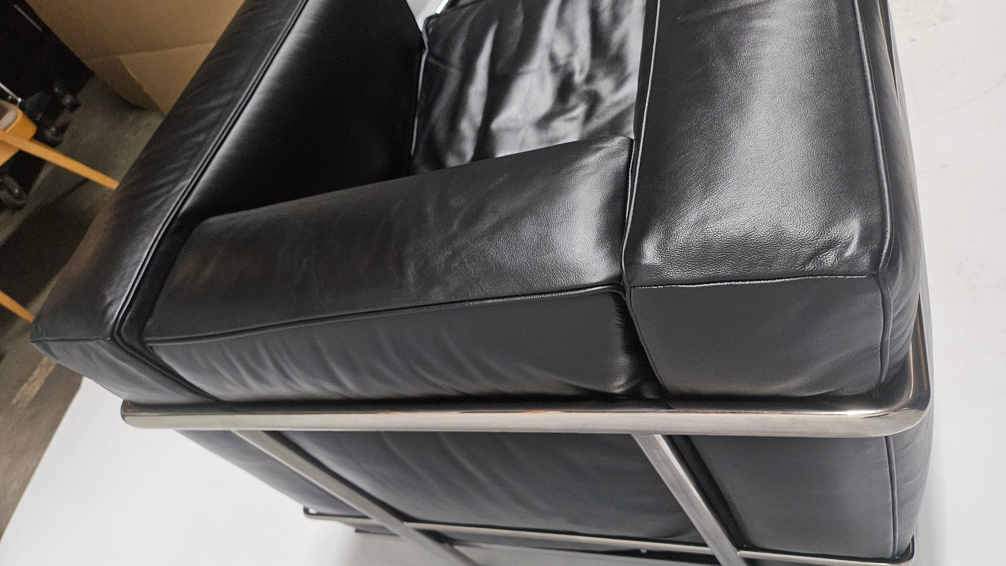 Cassina Le Corbusier LC2 Petit Modele Armchair in Black Leather