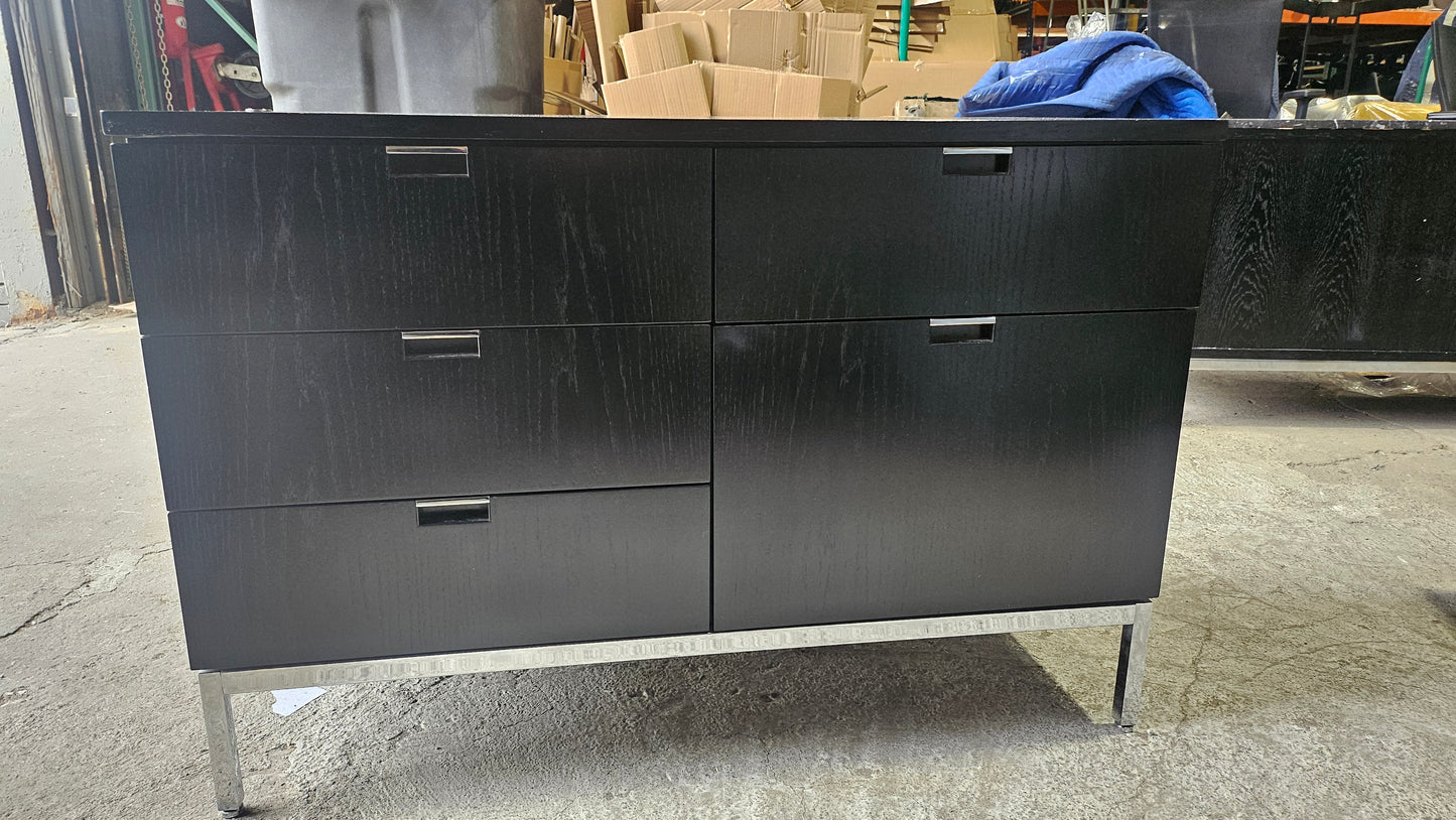 Florence Knoll 2-Position 5-Drawer Wood Credenza in Black