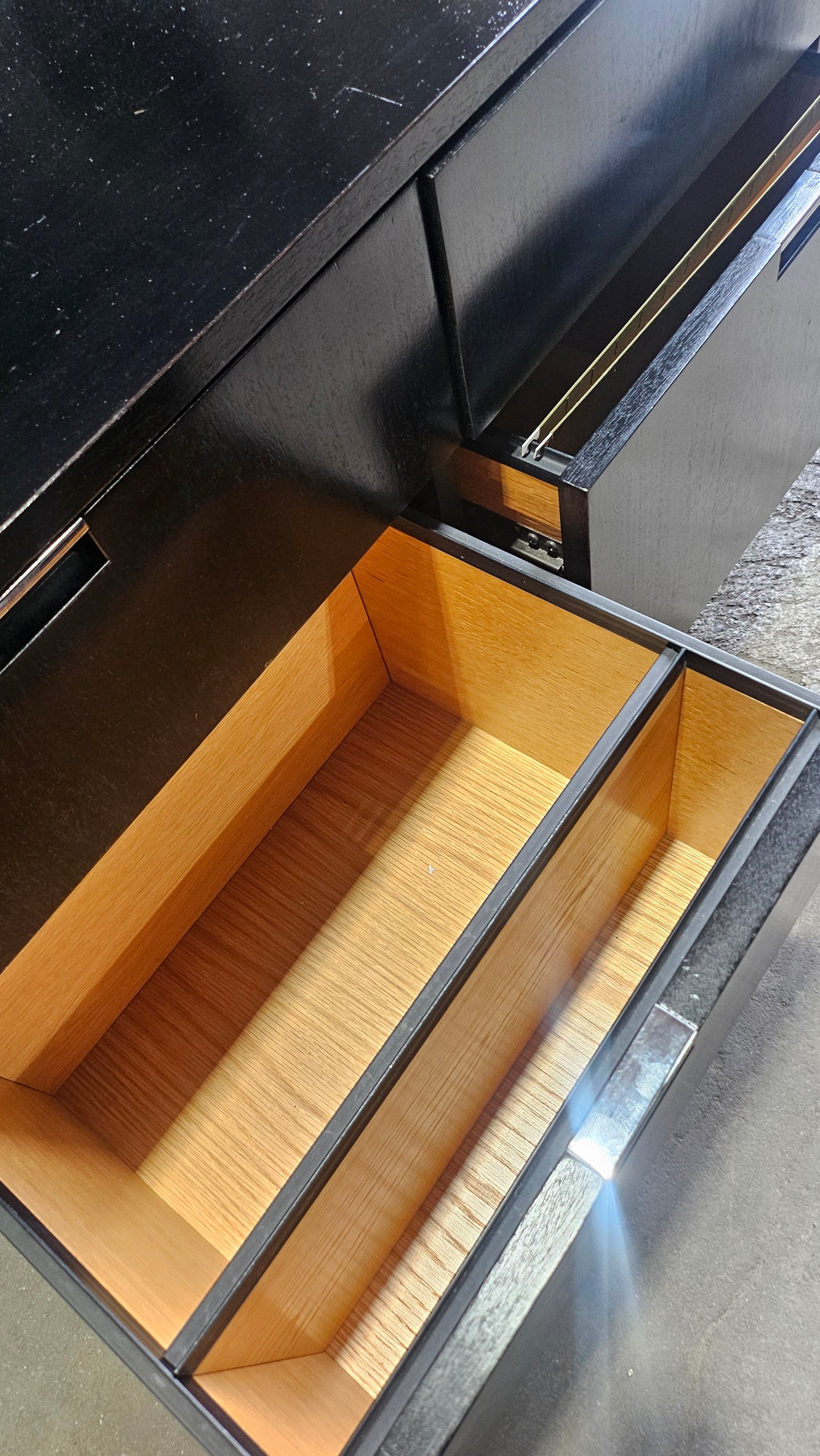 Florence Knoll 2-Position 4-Drawer Wood Credenza in Black