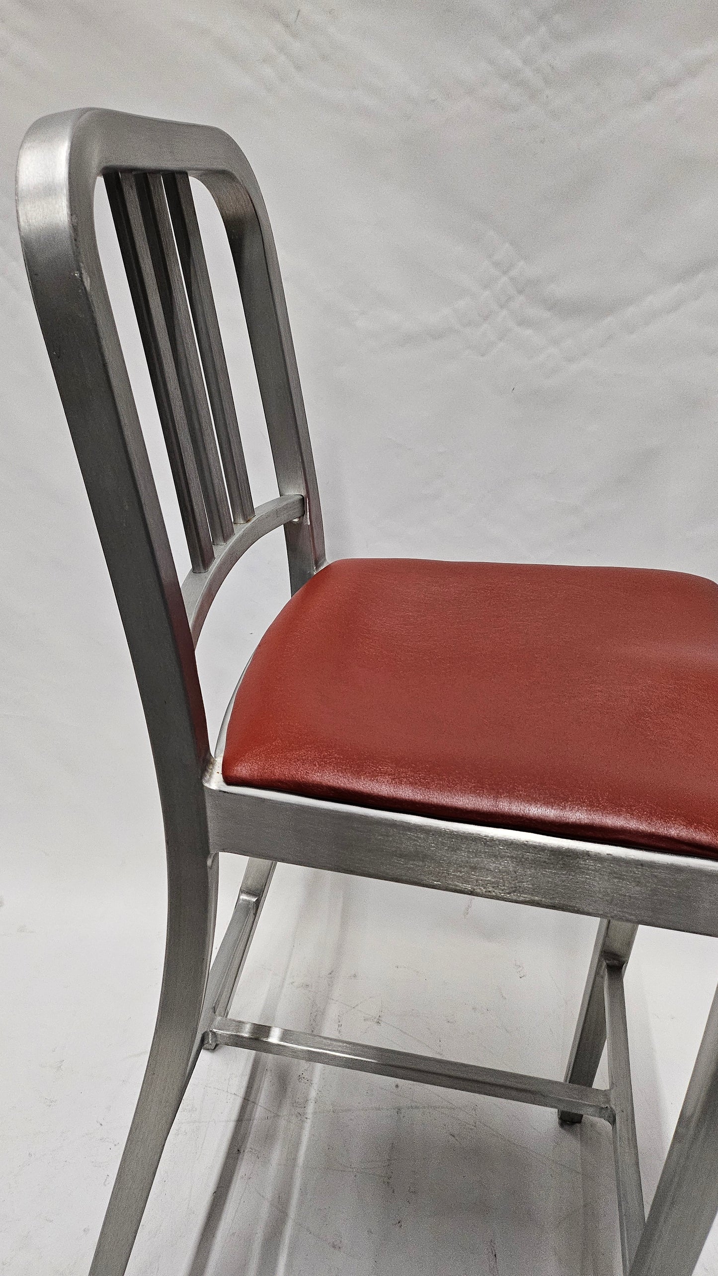 Emeco Navy Bar Height Stool with Red Seat