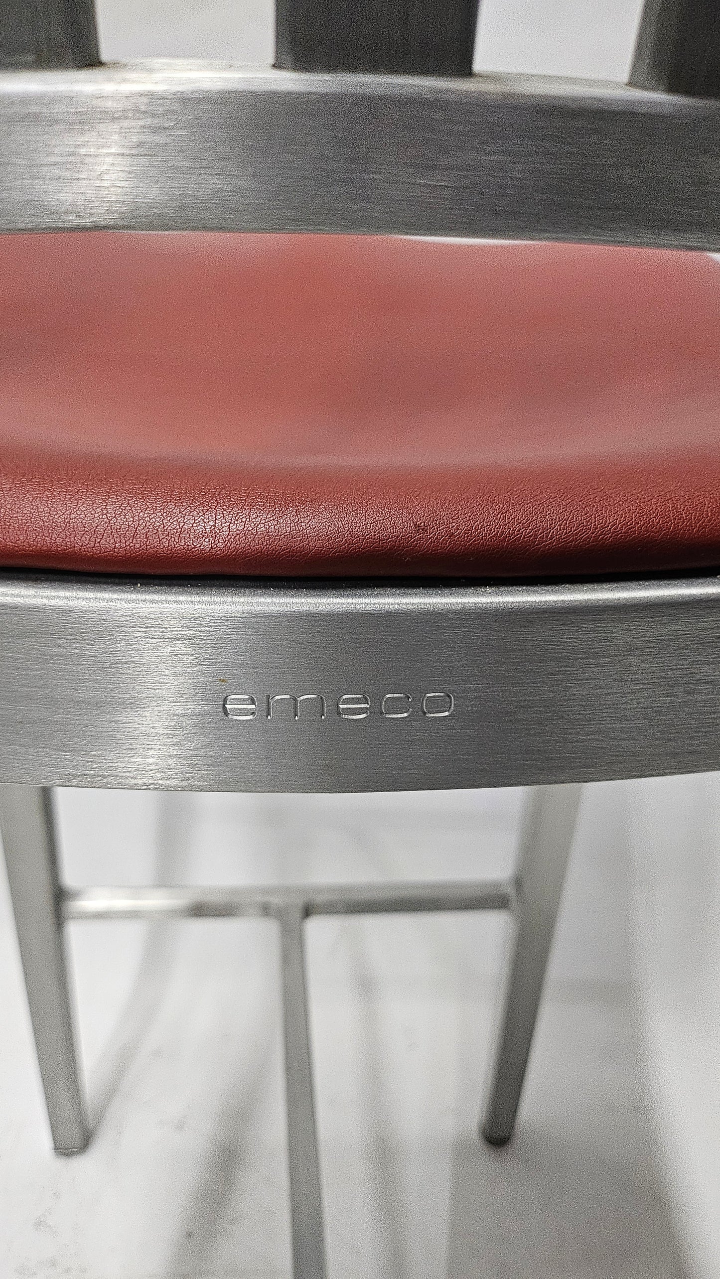 Emeco Navy Bar Height Stool with Red Seat
