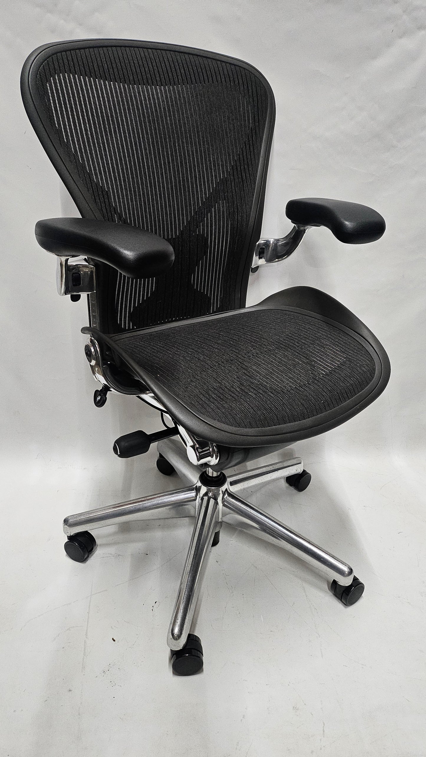 Herman Miller Classic Executive Aeron Chair with Polished Aluminum Frame and Base, Size B, with PostureFit