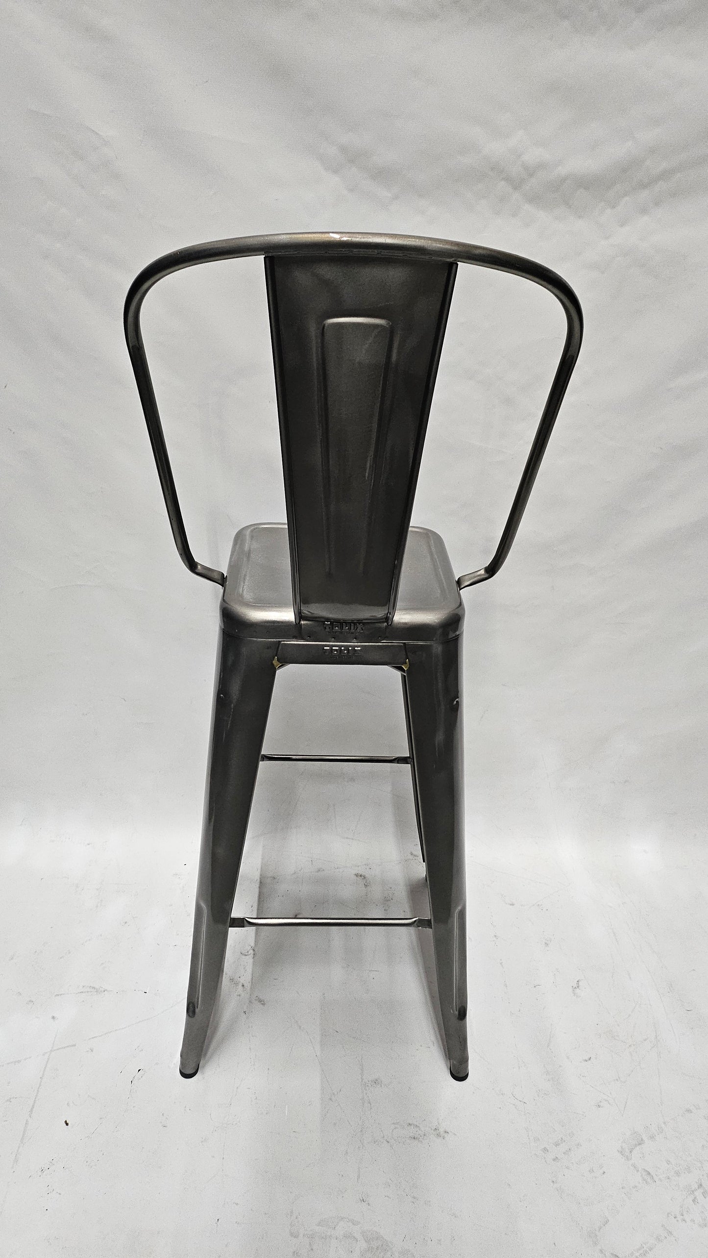Tolix Bar Height Stool with Back in Grey