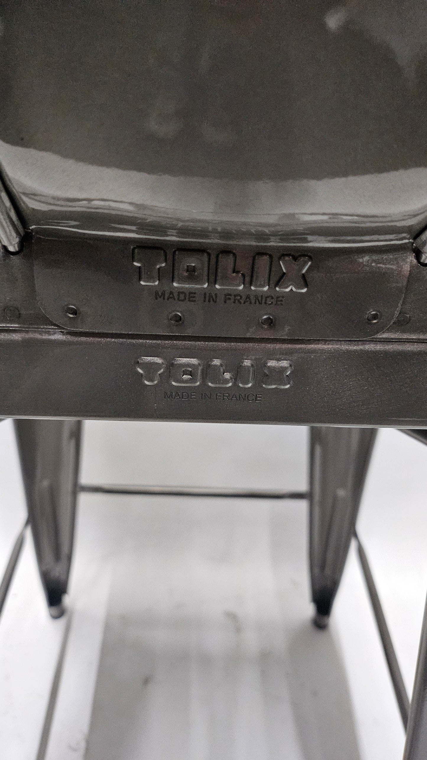 Tolix Bar Height Stool with Back in Grey