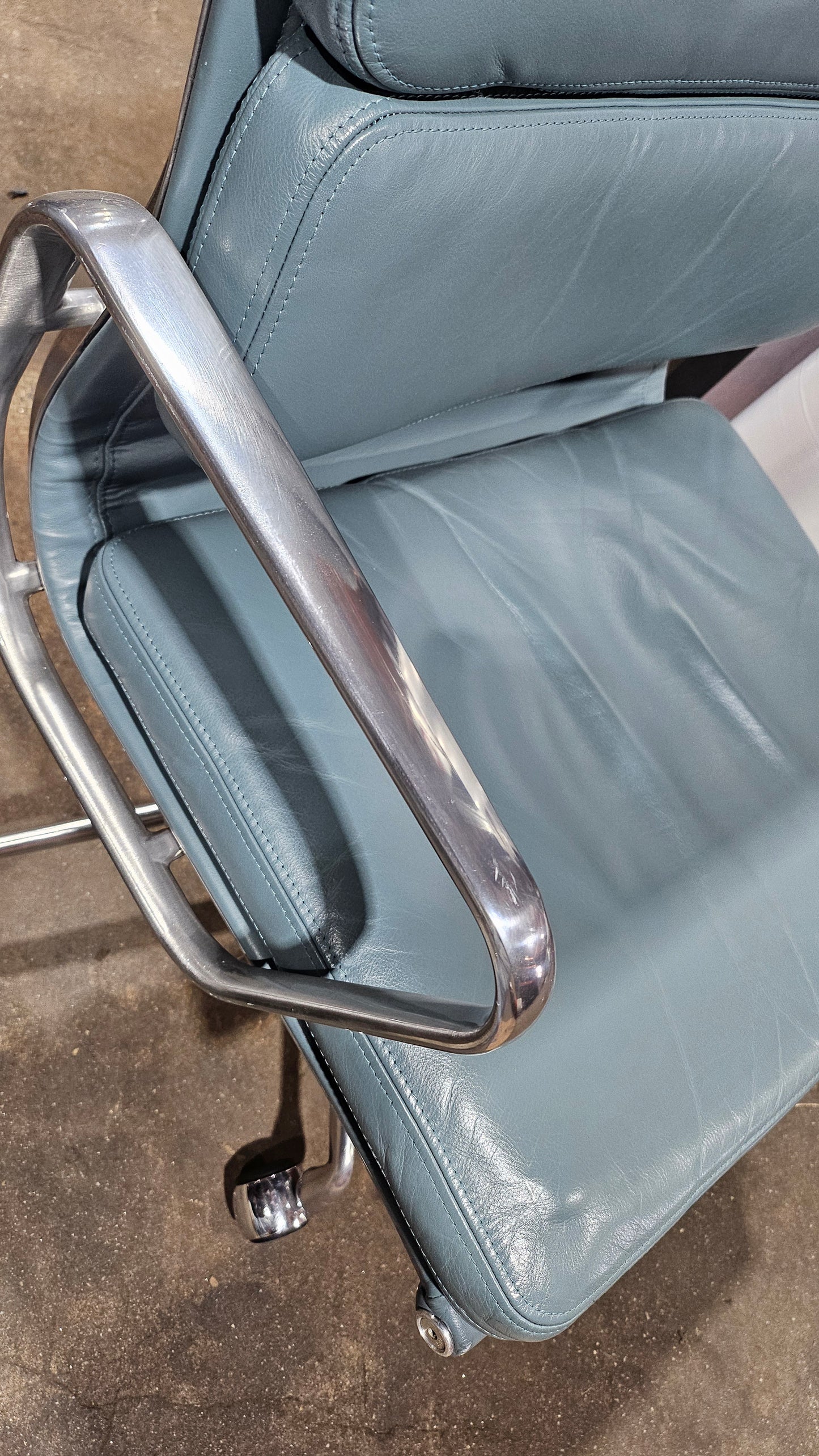 Herman Miller Eames Executive Soft Pad Chair in Light Blue Leather, EA437