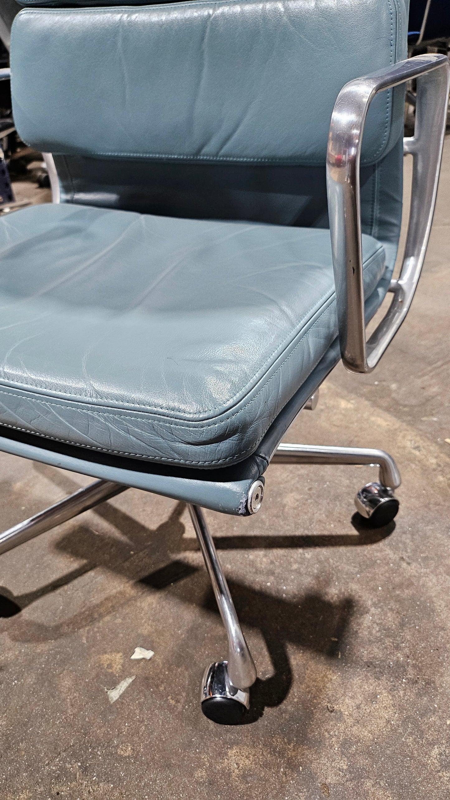 Herman Miller Eames Executive Soft Pad Chair in Light Blue Leather, EA437