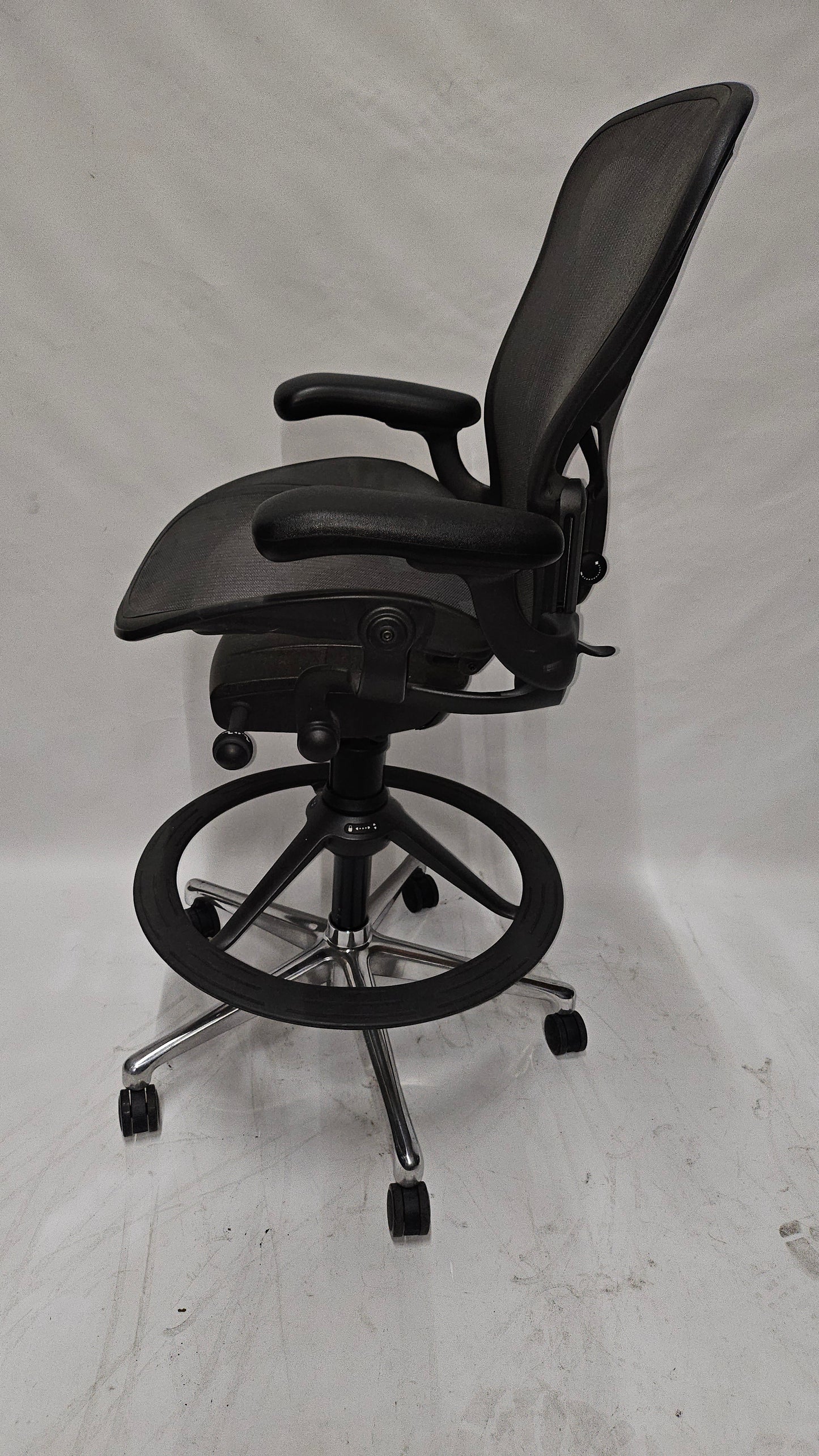 Herman Miller Remastered Aeron Drafting Stool with Aluminum Base, Size B, with PostureFit