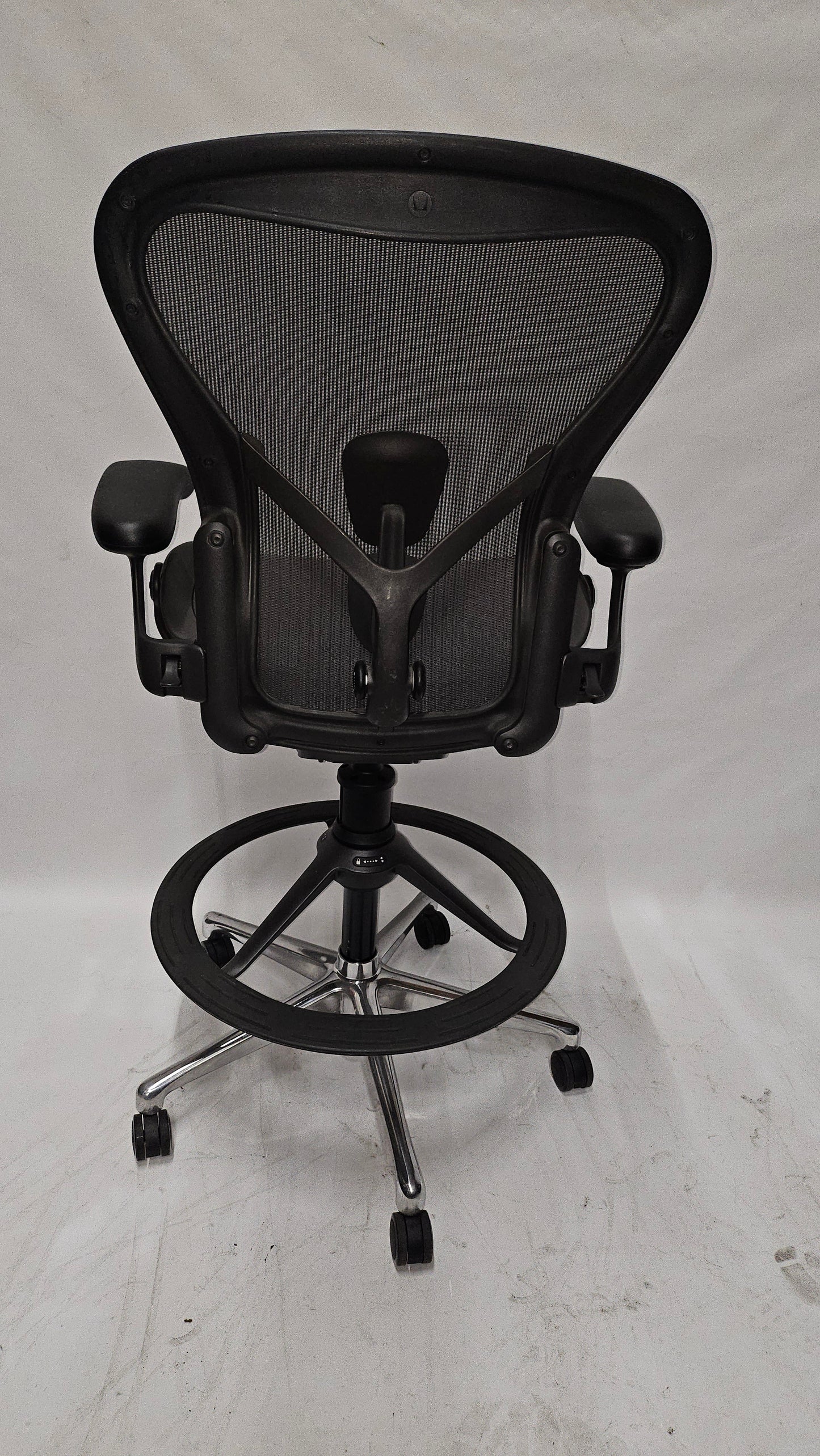 Herman Miller Remastered Aeron Drafting Stool with Aluminum Base, Size B, with PostureFit
