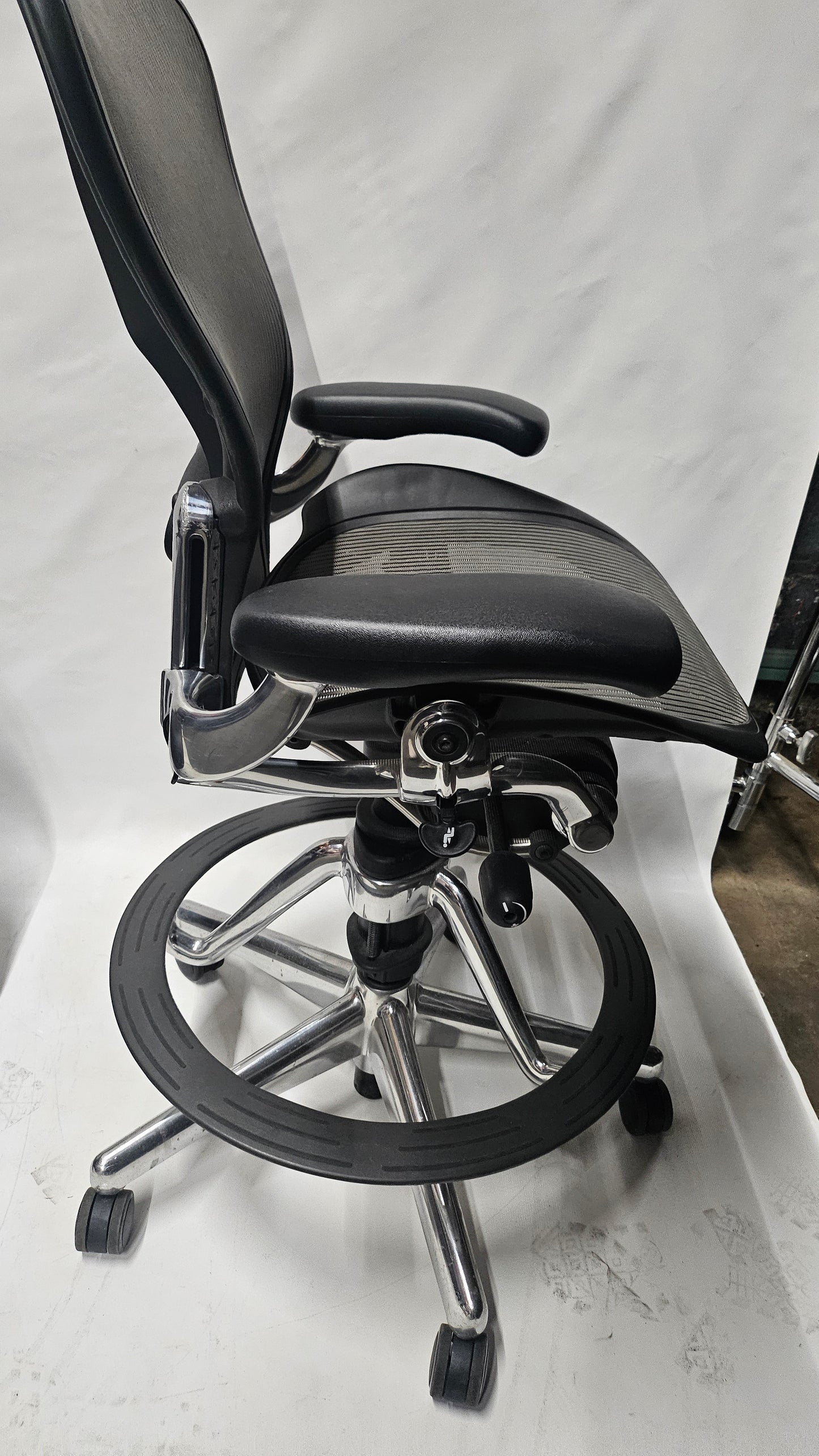Herman Miller Classic Aeron Drafting Stool with Polished Aluminum Frame and Base, Size B