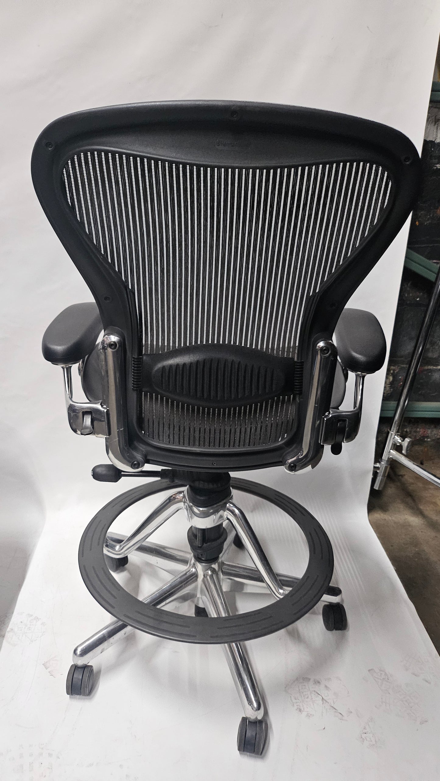 Herman Miller Classic Aeron Drafting Stool with Polished Aluminum Frame and Base, Size B