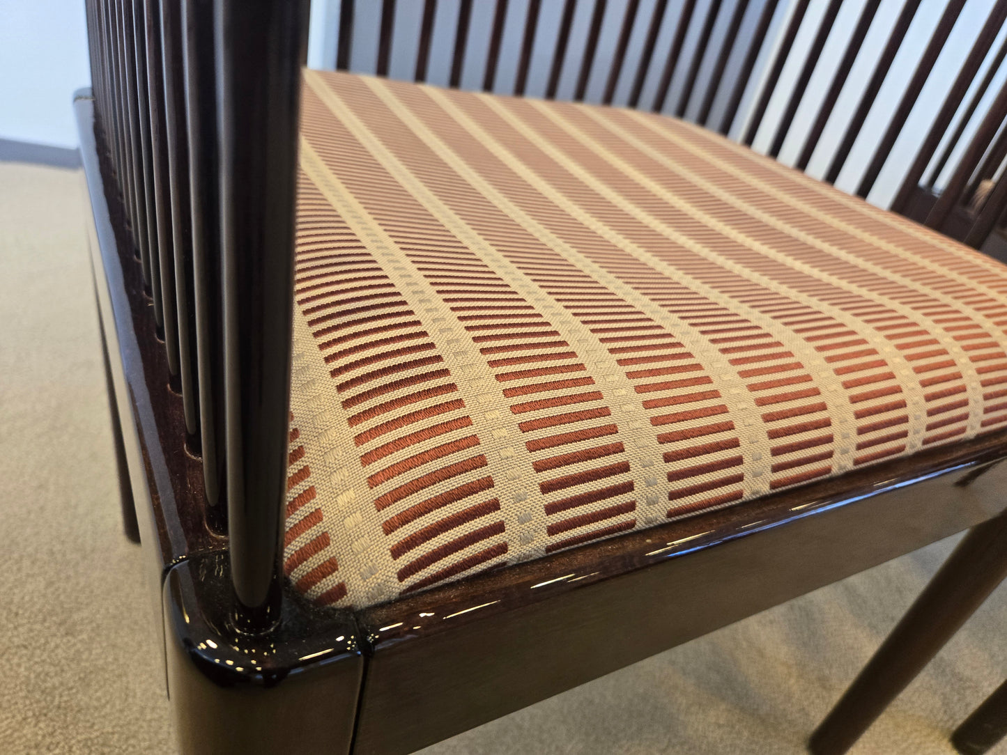 Stendig Davis Allen Andover Chairs with Maroon Striped Upholstery - A Pair
