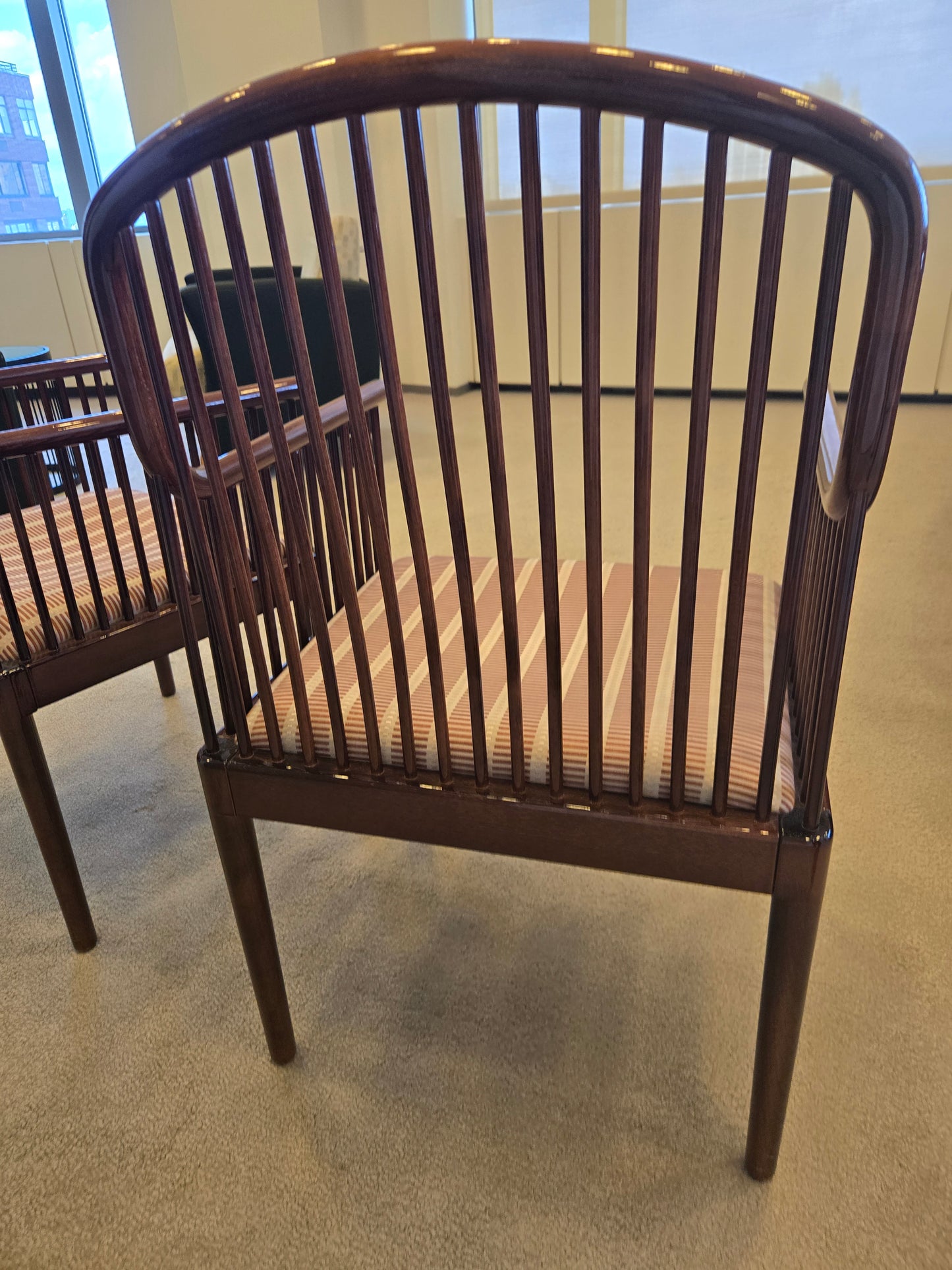 Stendig Davis Allen Andover Chairs with Maroon Striped Upholstery - A Pair