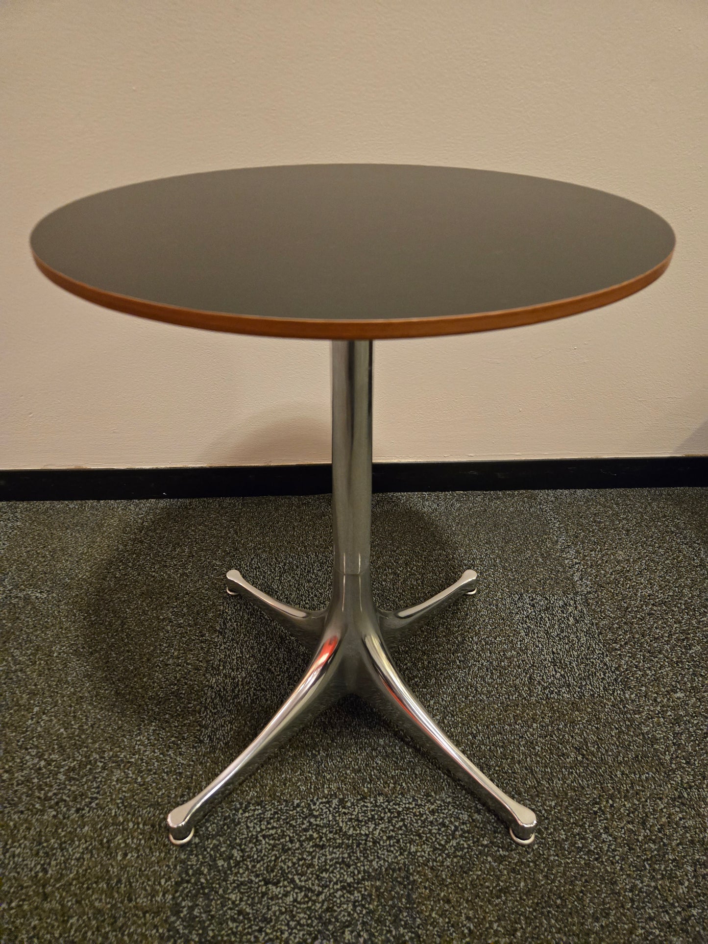 Herman Miller Nelson Pedestal Side Table in Black with Silver Base