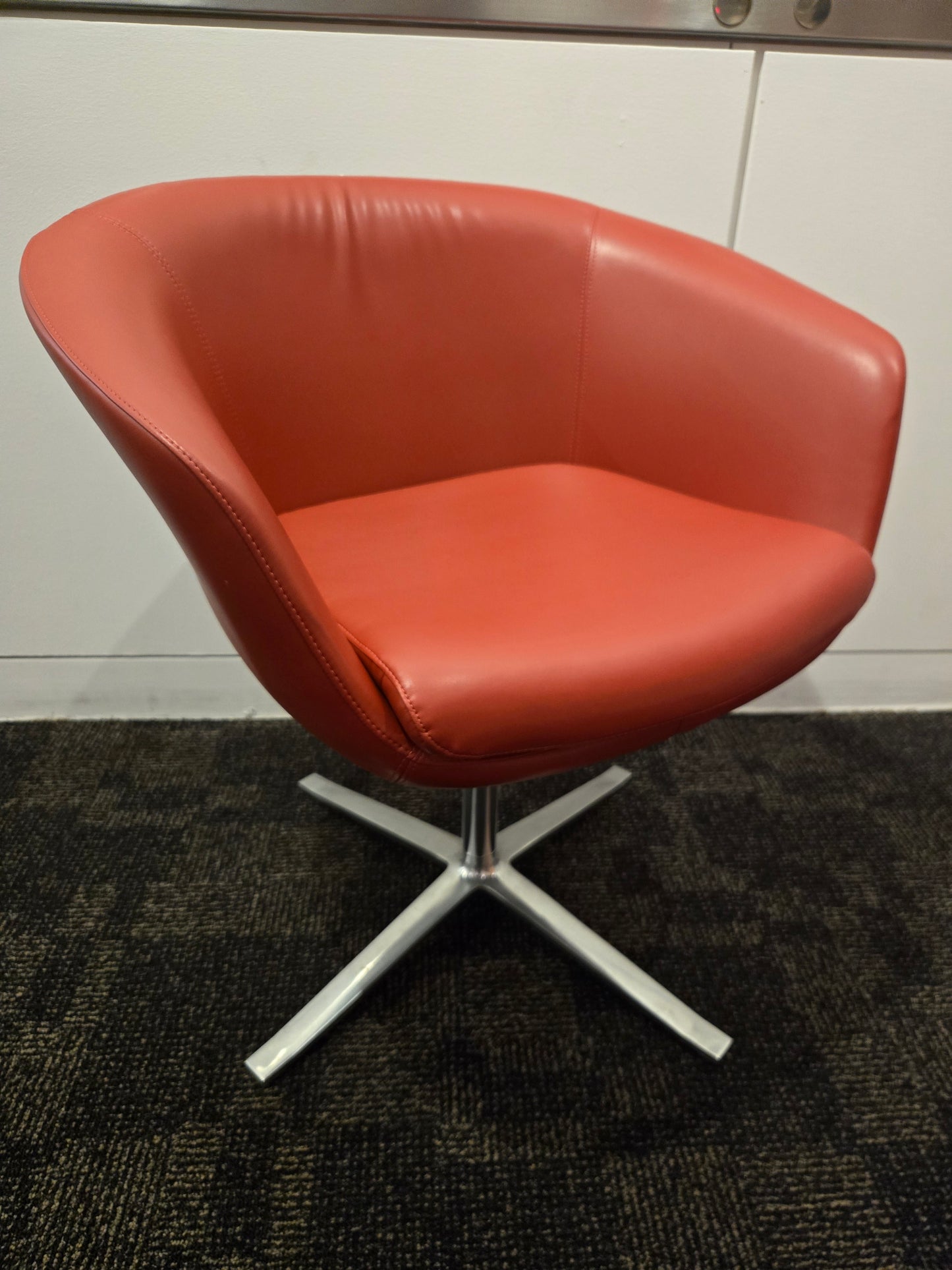 Coalesse Bob Swivel Guest Chair in Red Leather