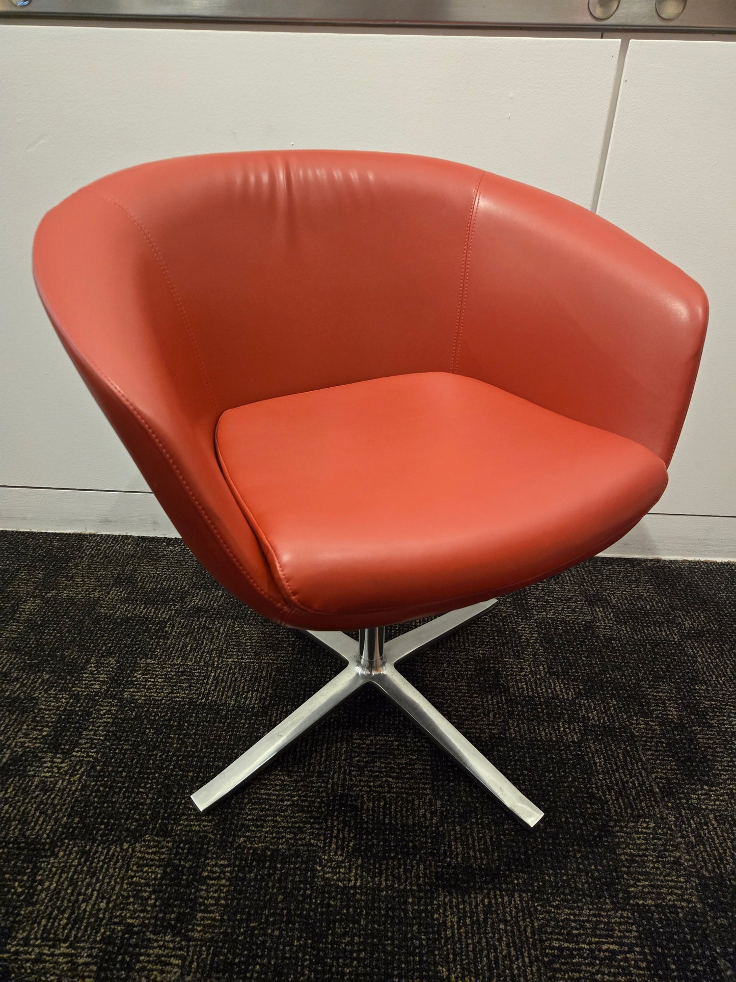 Coalesse Bob Swivel Guest Chair in Red Leather