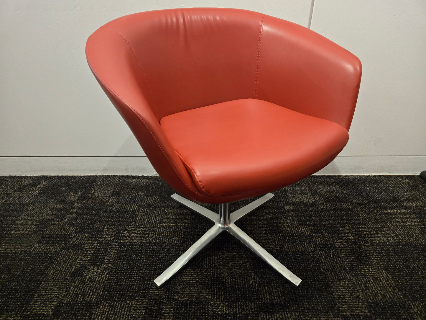 Coalesse Bob Swivel Guest Chair in Red Leather