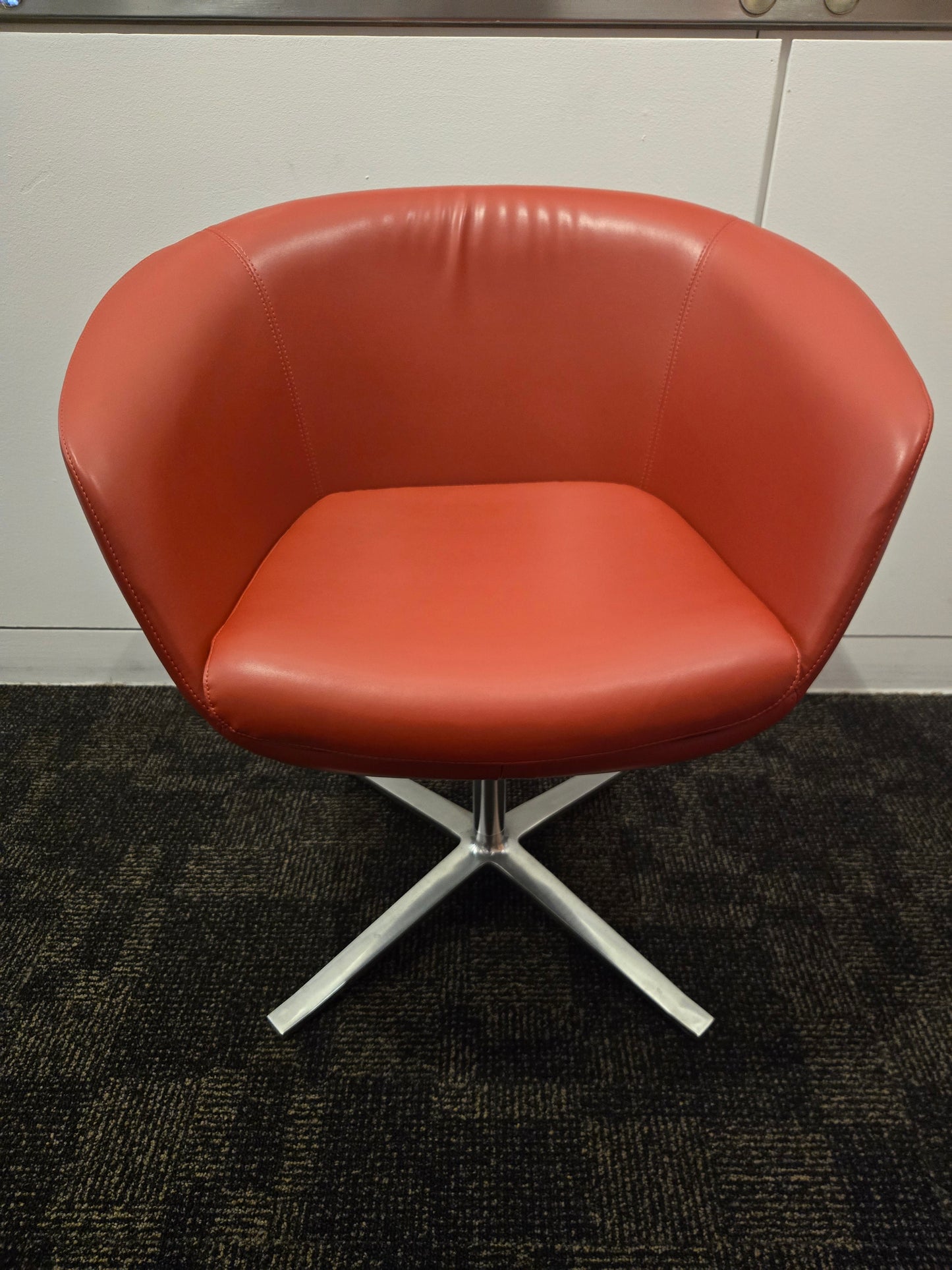 Coalesse Bob Swivel Guest Chair in Red Leather