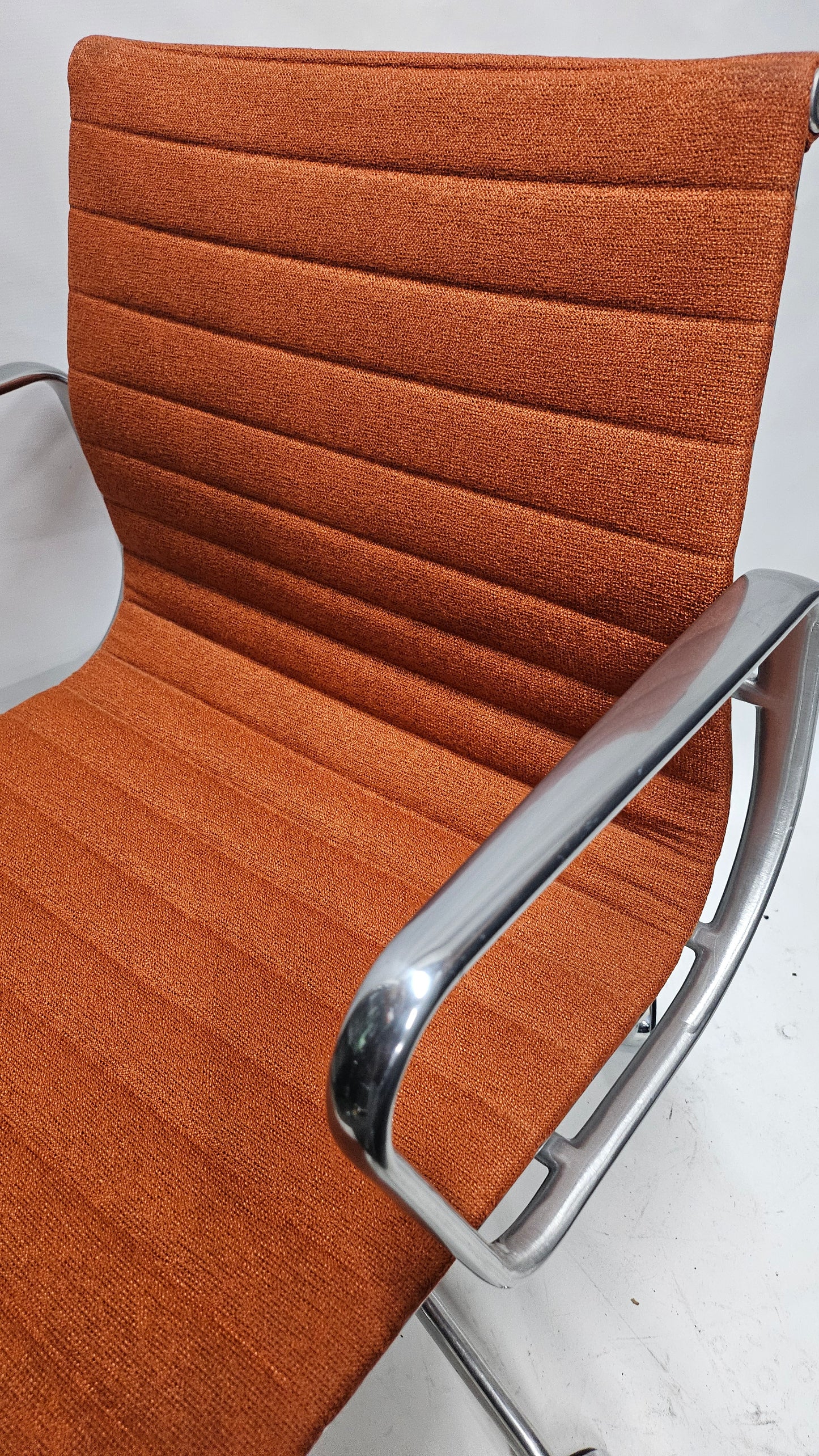 Herman Miller Eames Aluminum Group Management Chair in Orange Fabric, EA335