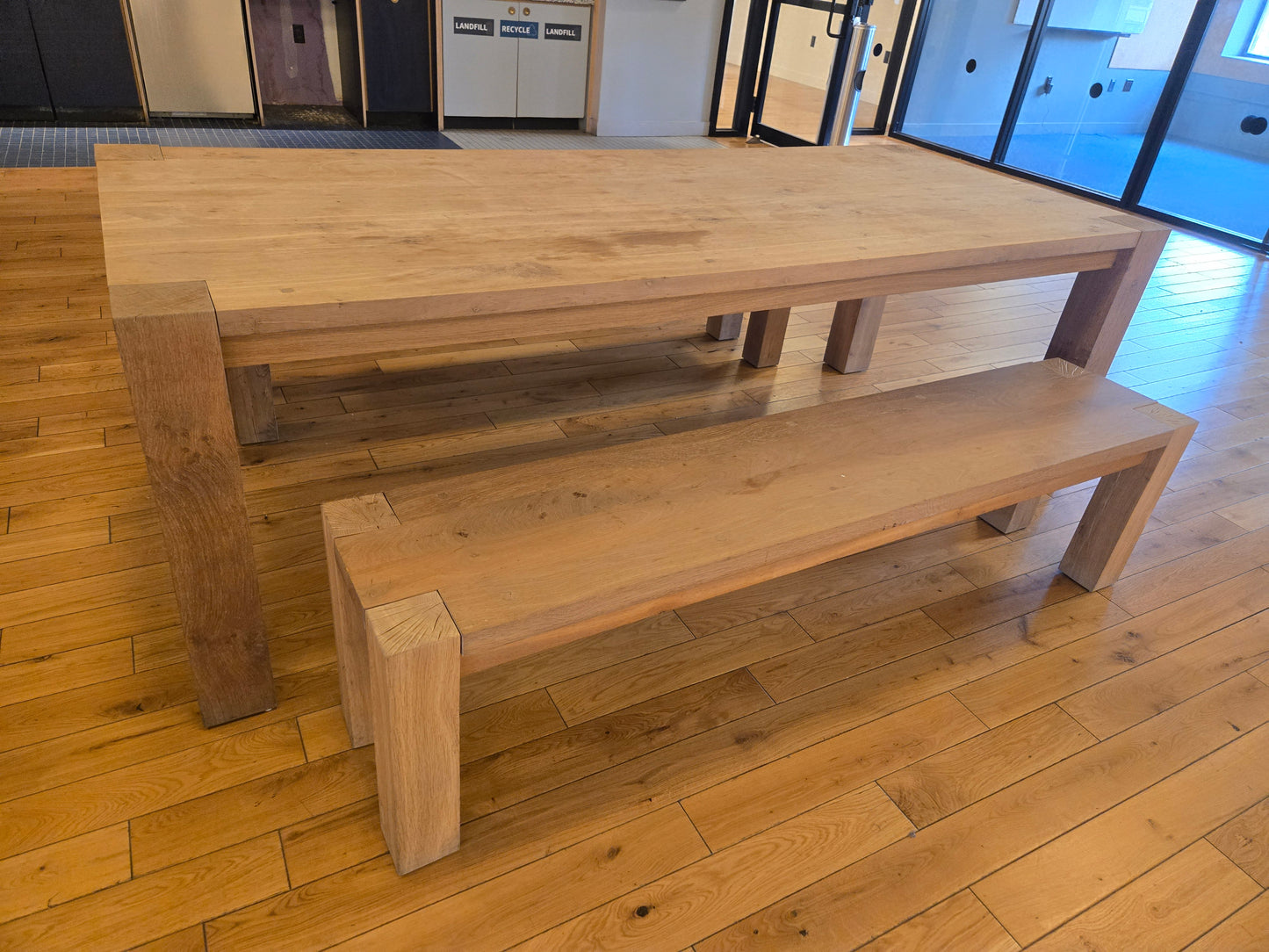 Crate and Barrel Big Sur 90-in Natural Oak Dining Table and 2 Benches