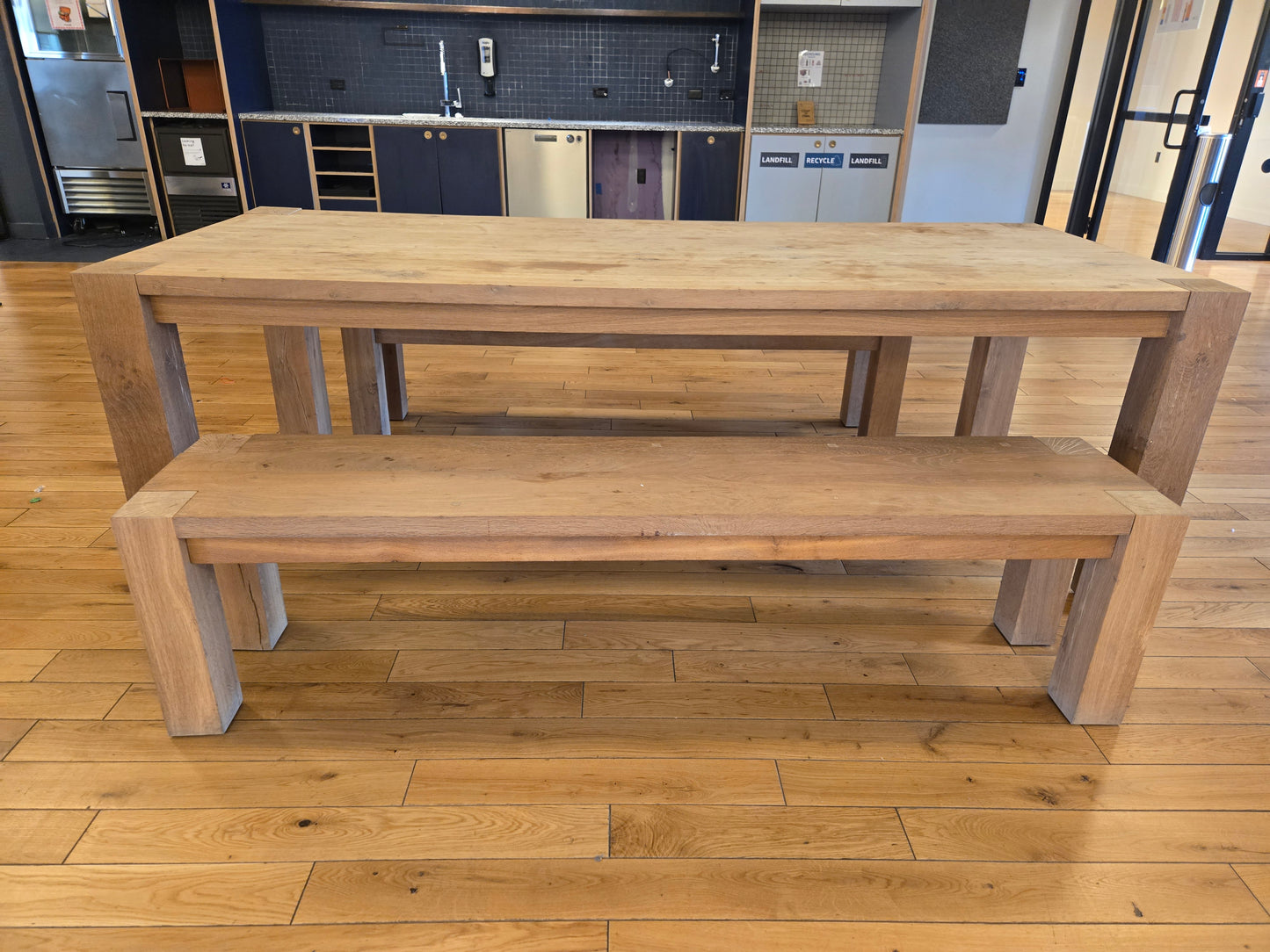 Crate and Barrel Big Sur 90-in Natural Oak Dining Table and 2 Benches