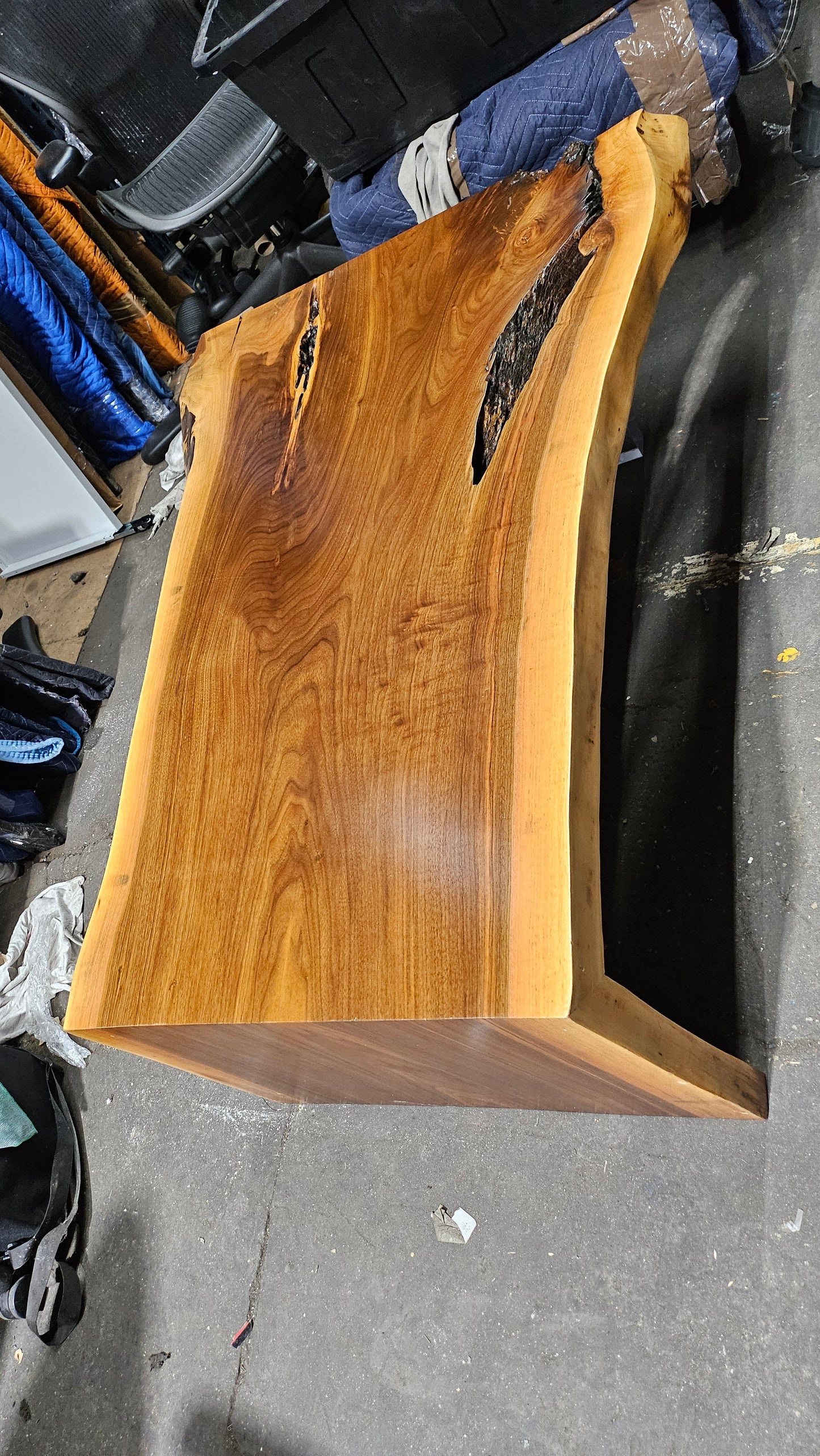 Custom Reclaimed Wood Live Edge Waterfall Coffee Table