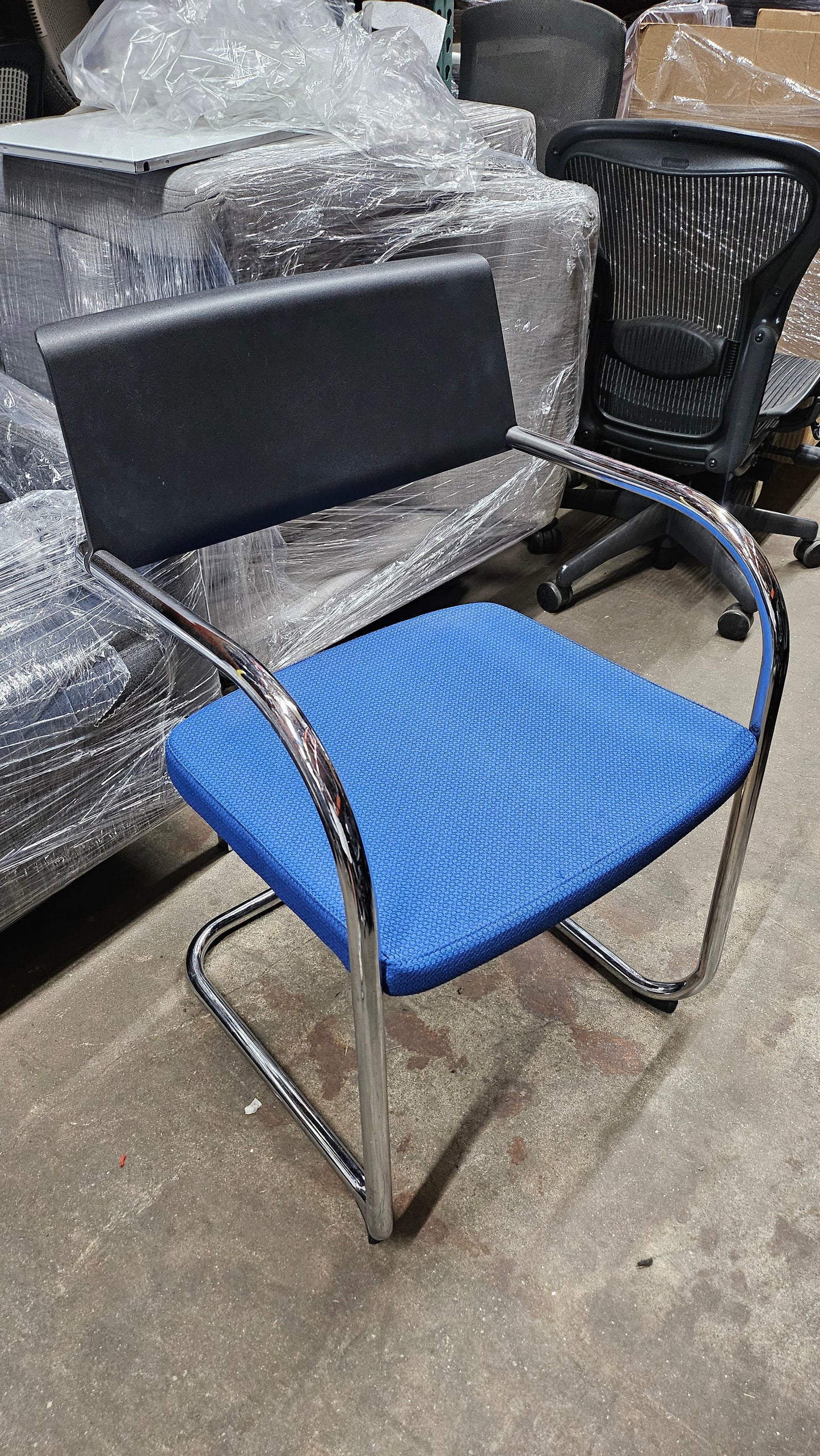 Knoll Moment Stacking Armchair in Blue and Black
