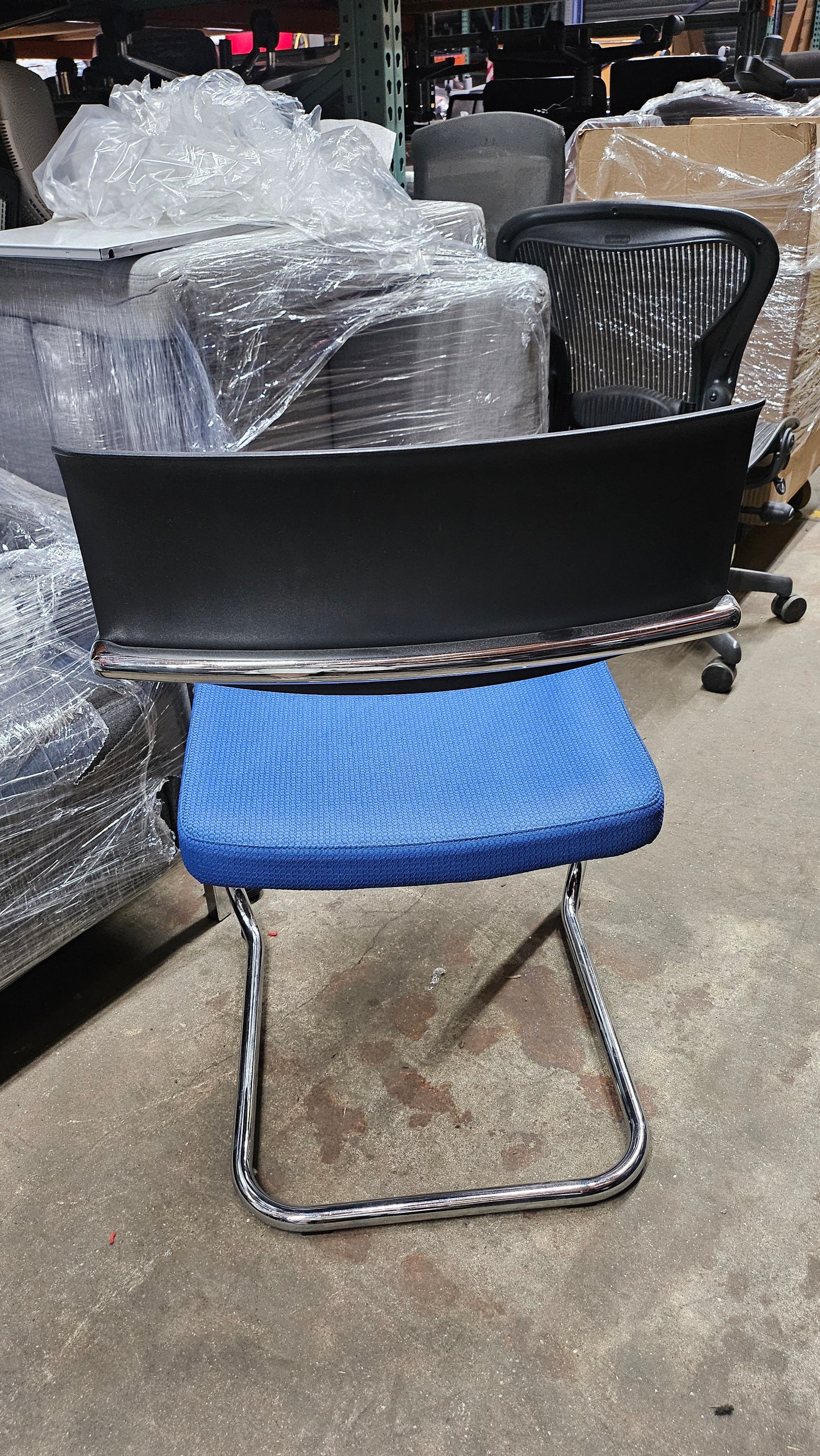 Knoll Moment Stacking Armchair in Blue and Black