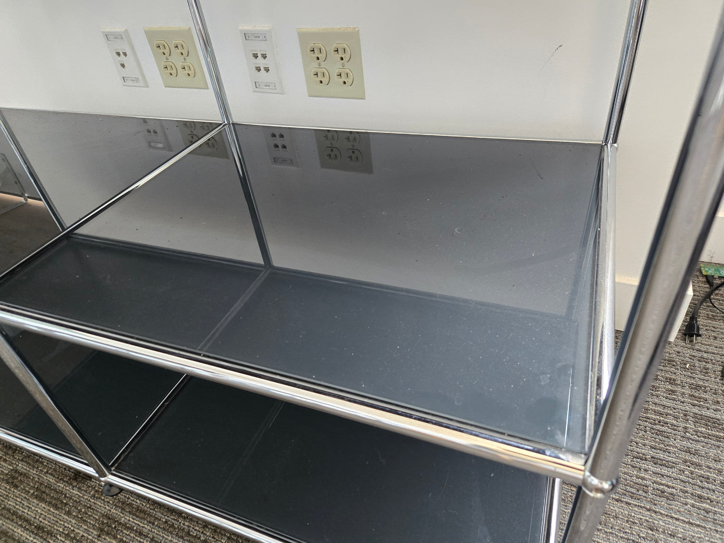 USM Haller 2x2 Console with Grey Glass Shelves and Top